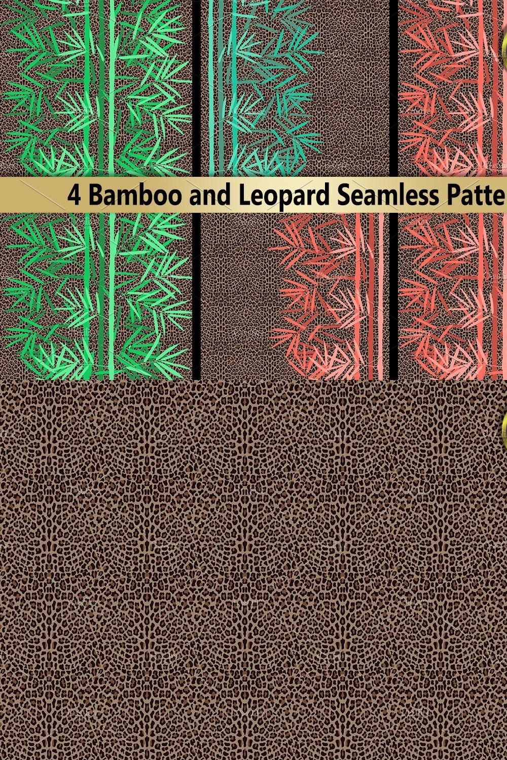 Bamboo and Leopard Seamless Set pinterest preview image.