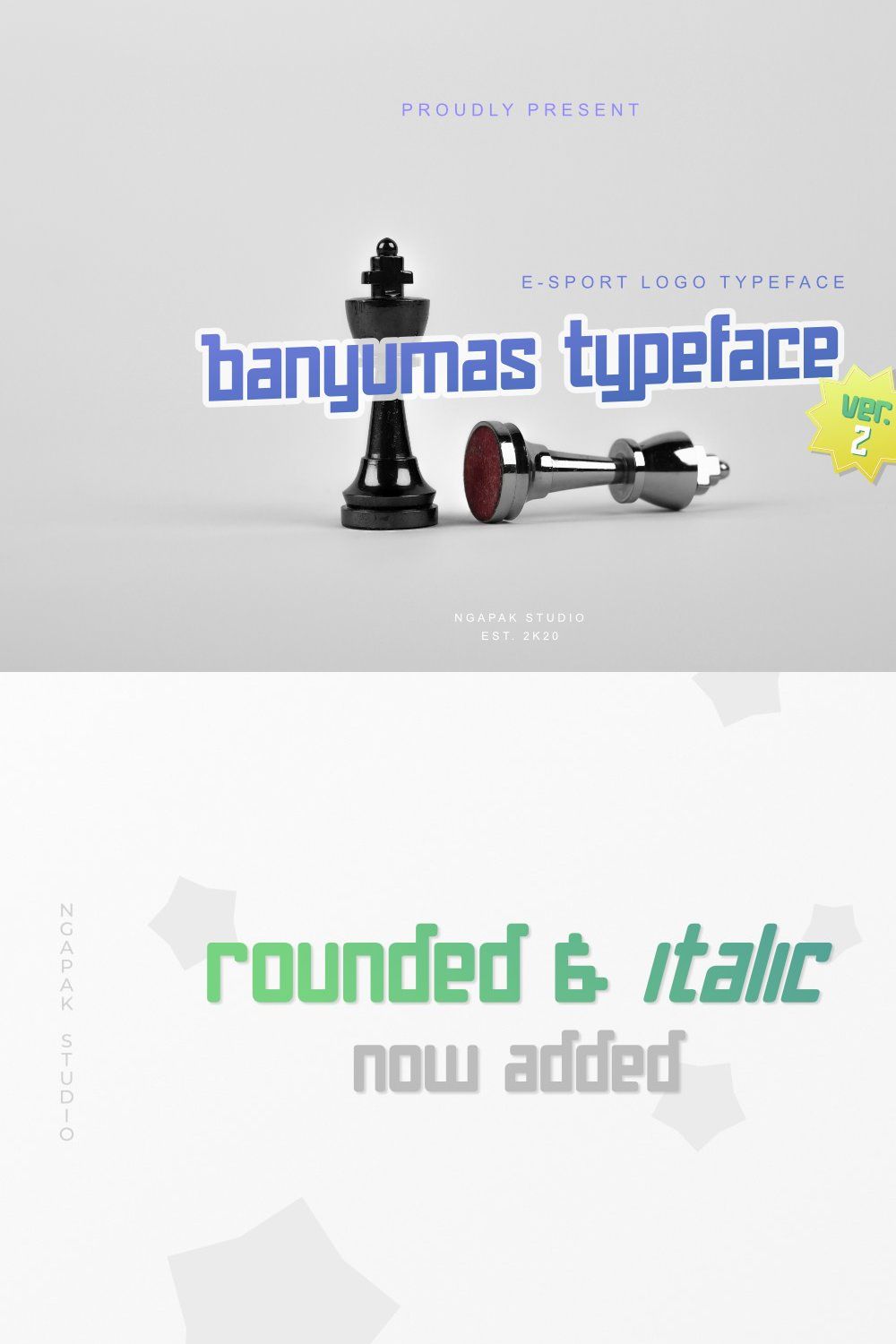 Banyumas Typeface | E-sport Typeface pinterest preview image.