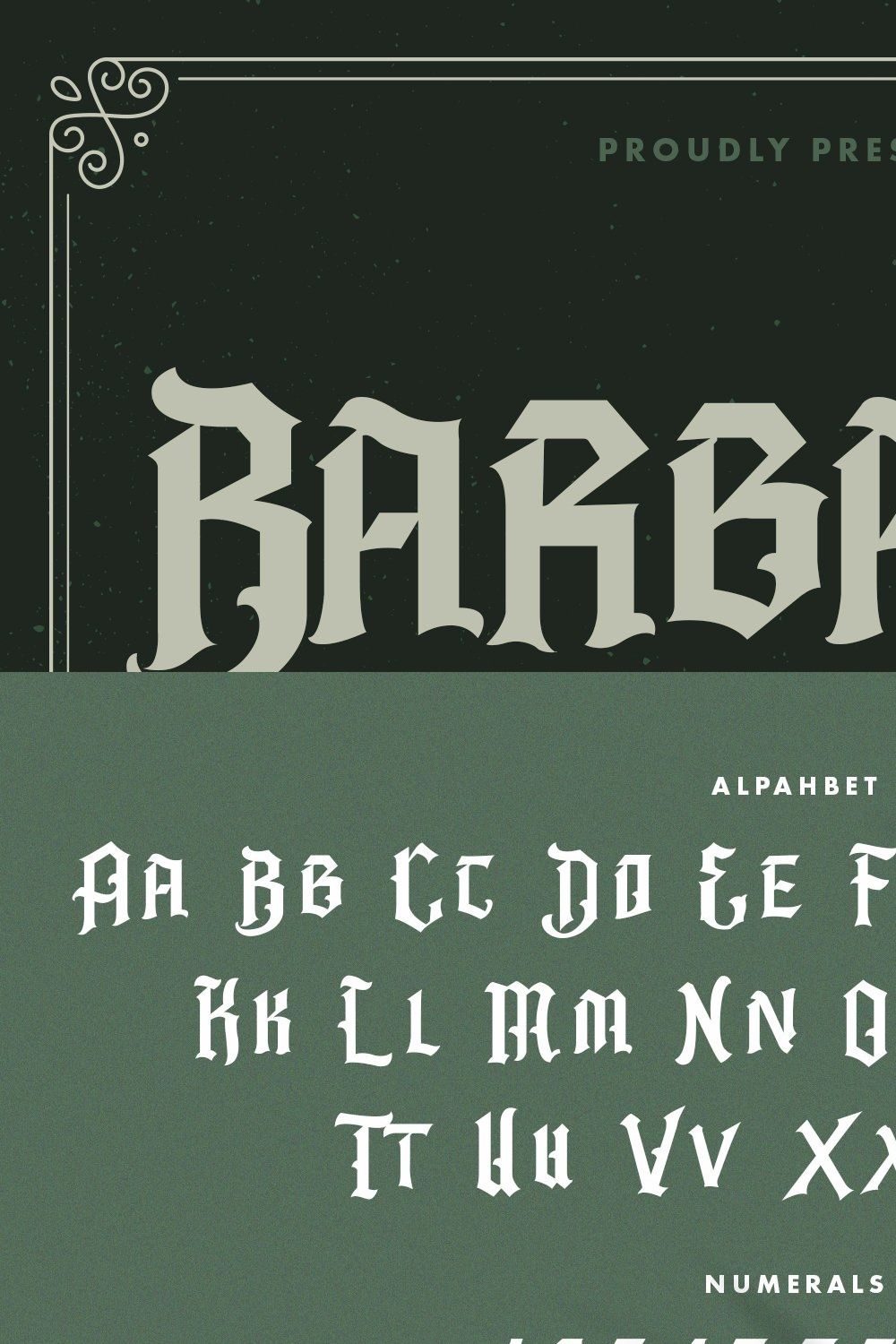 Barbatos Modern Blackletter Font pinterest preview image.