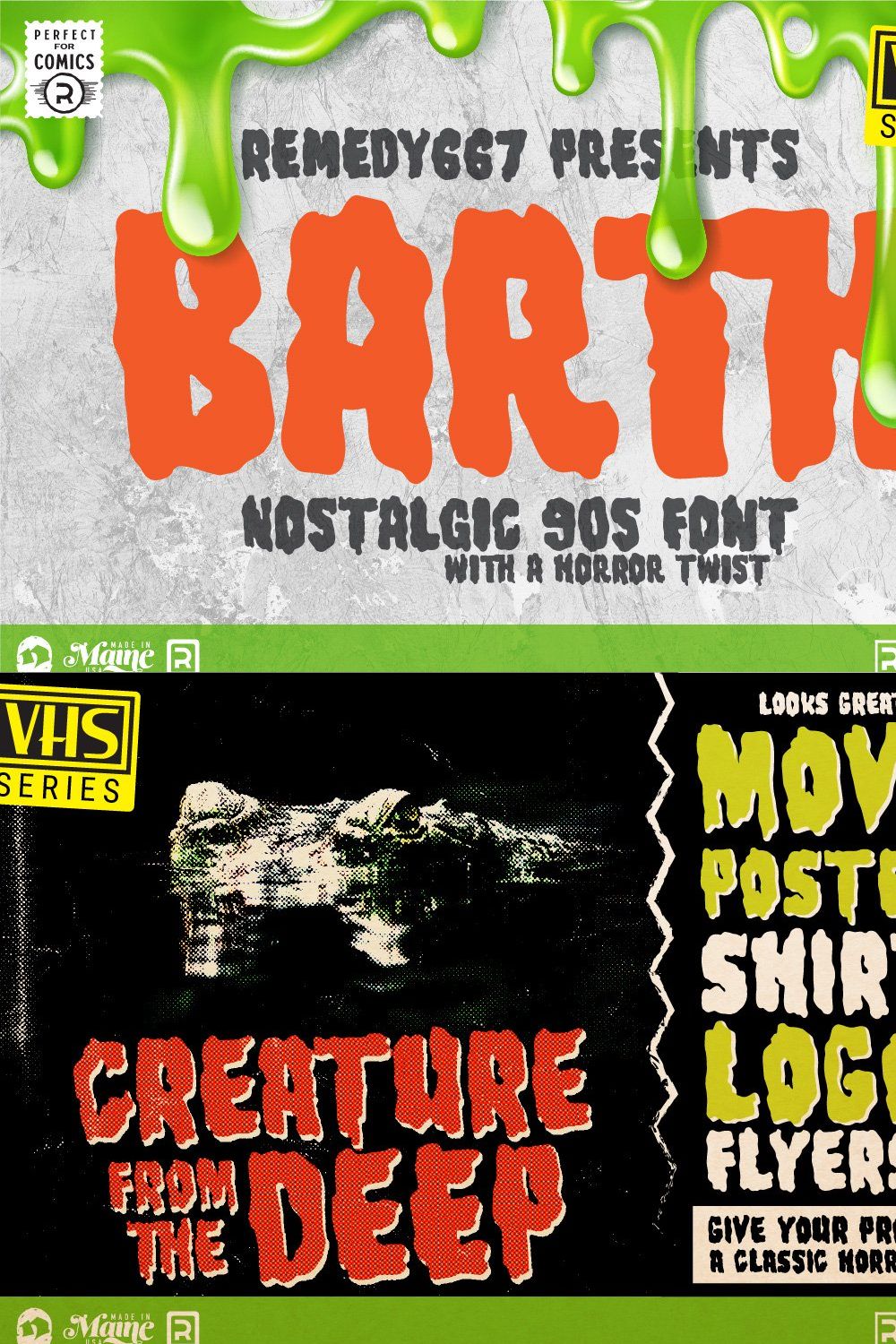 Barth - 90s Font pinterest preview image.