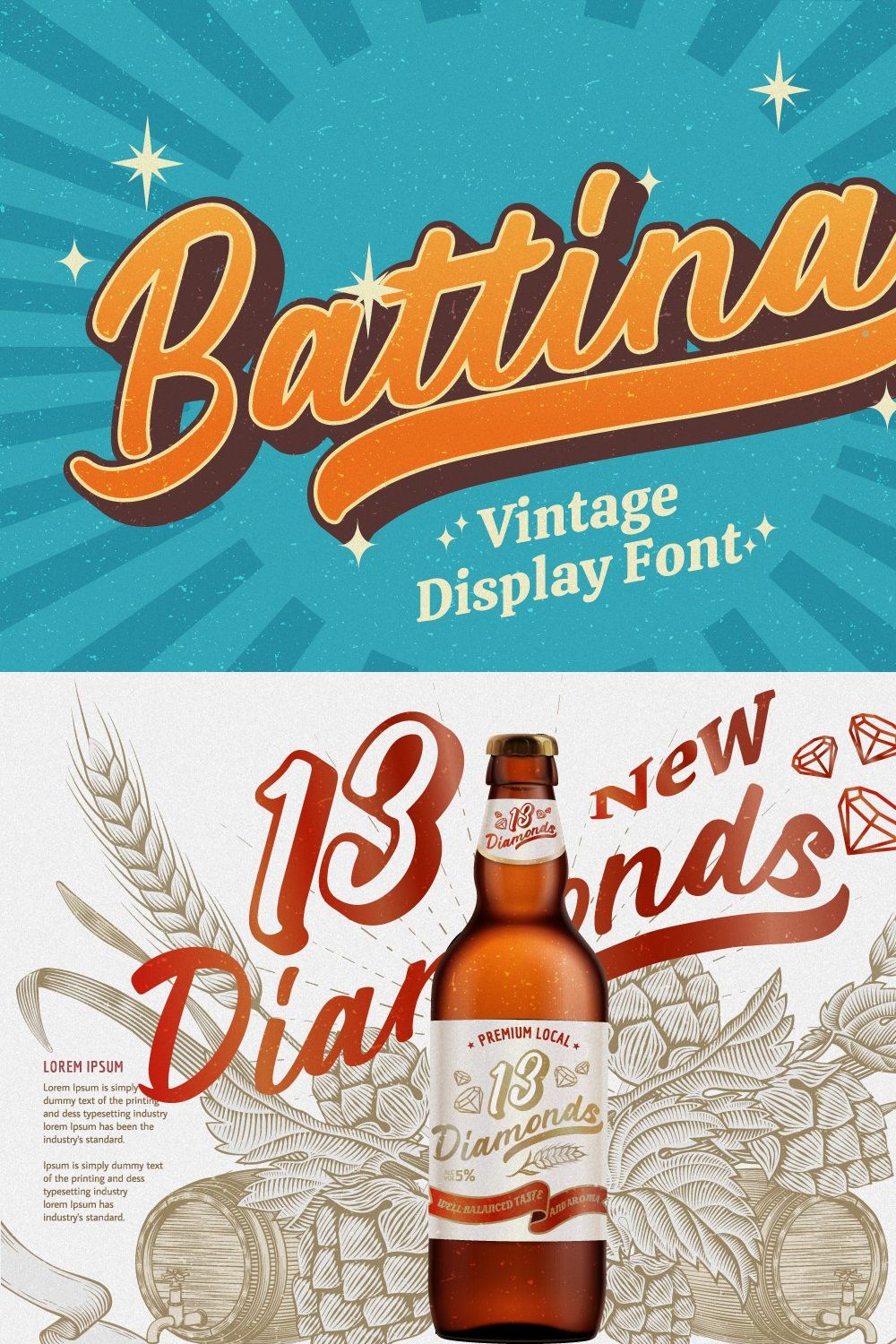 Battina - Vintage Display Font pinterest preview image.