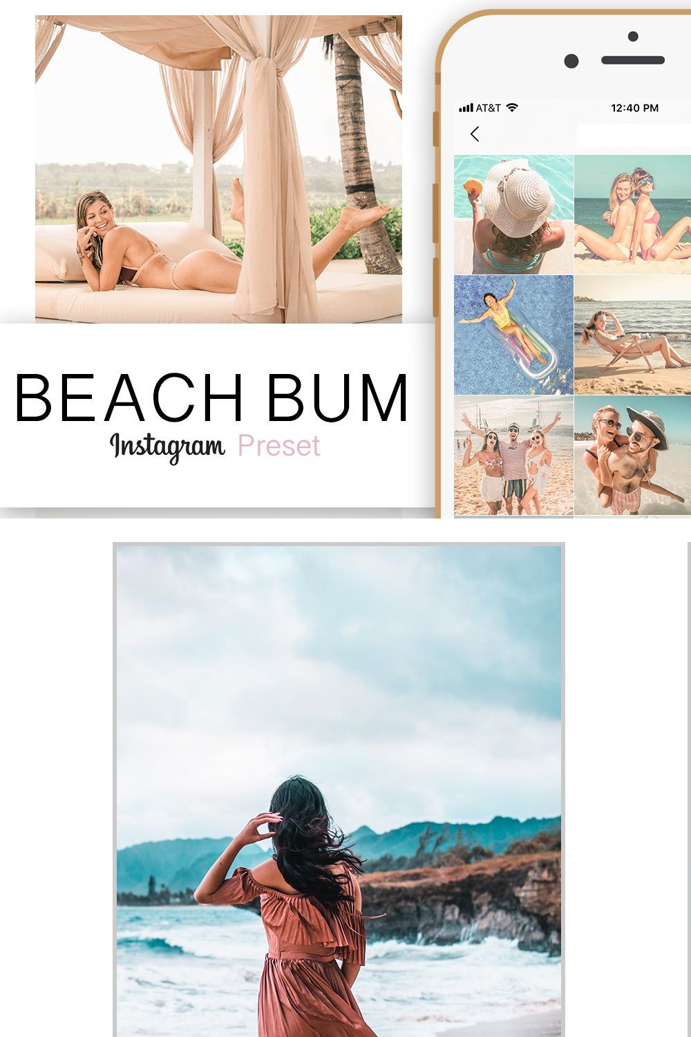 Beach Bum Pro Lightroom Preset pinterest preview image.