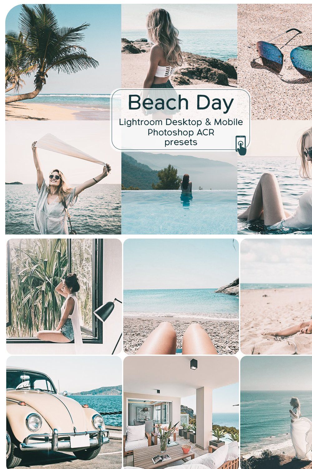 Beach Day Lightroom Presets pinterest preview image.