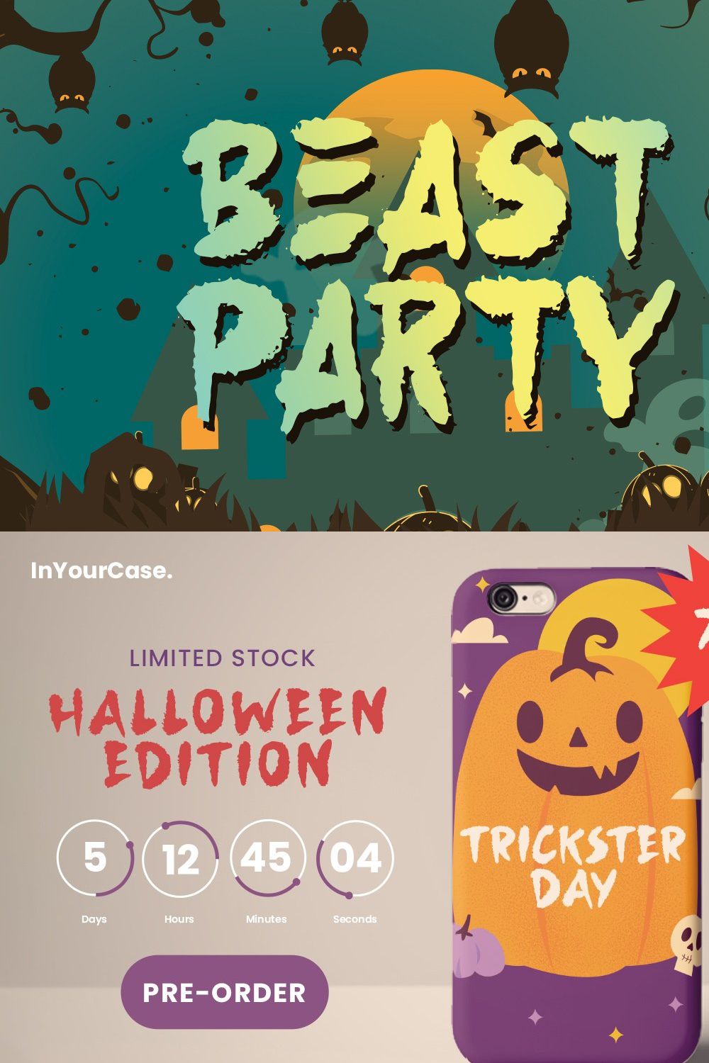 Beast Party - Fun Halloween Font pinterest preview image.