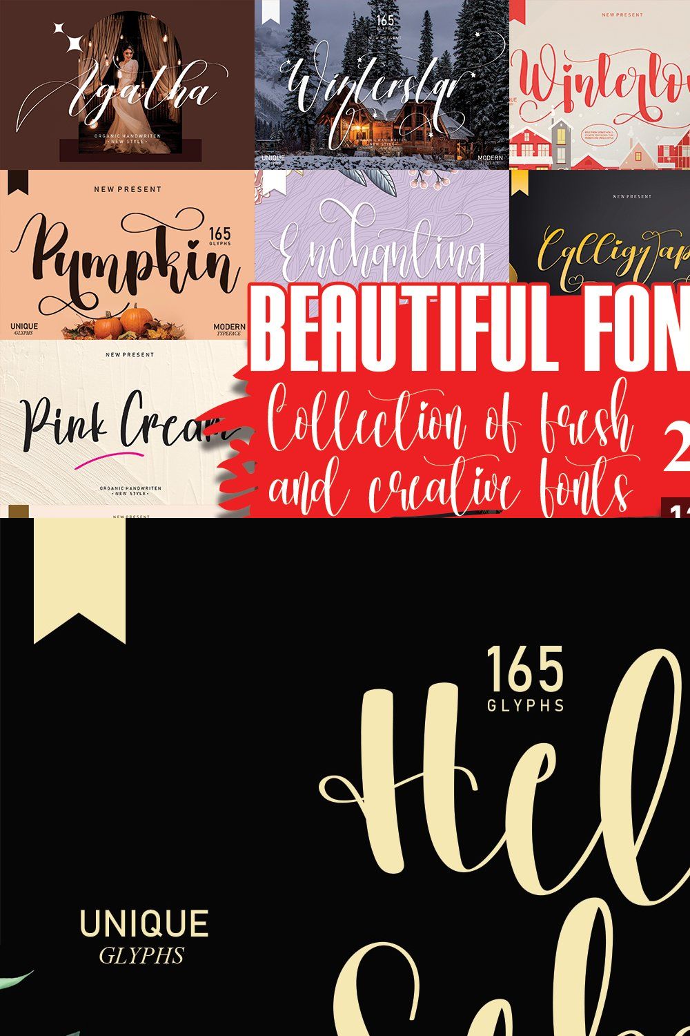 Beautiful Font Bundles Collections pinterest preview image.