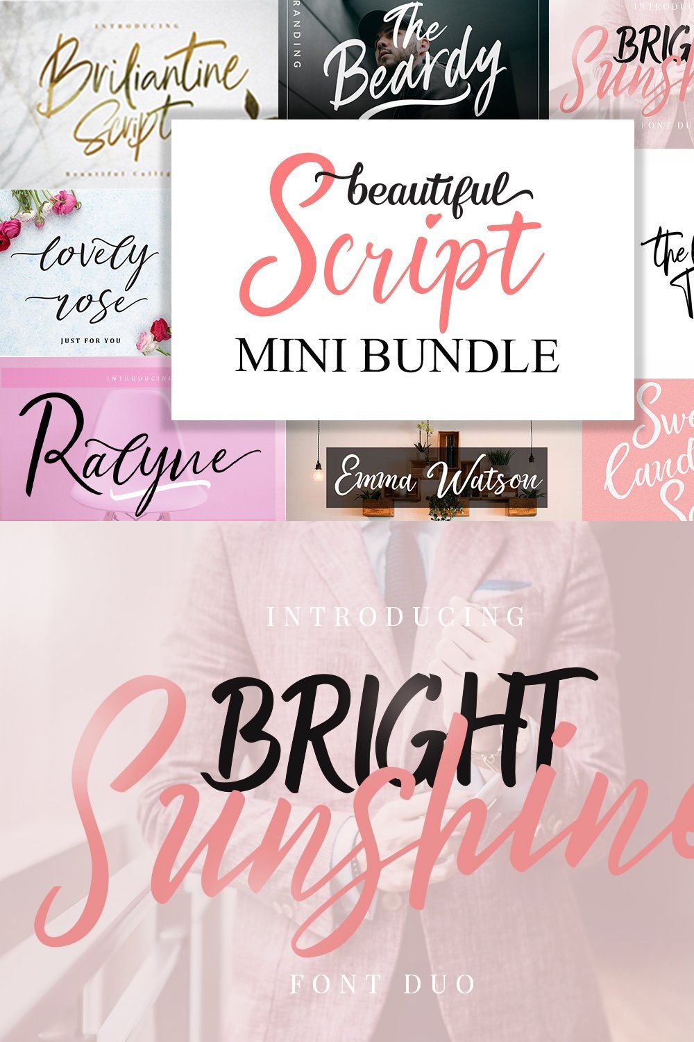 Beautiful Script Fonts Mini Bundle pinterest preview image.