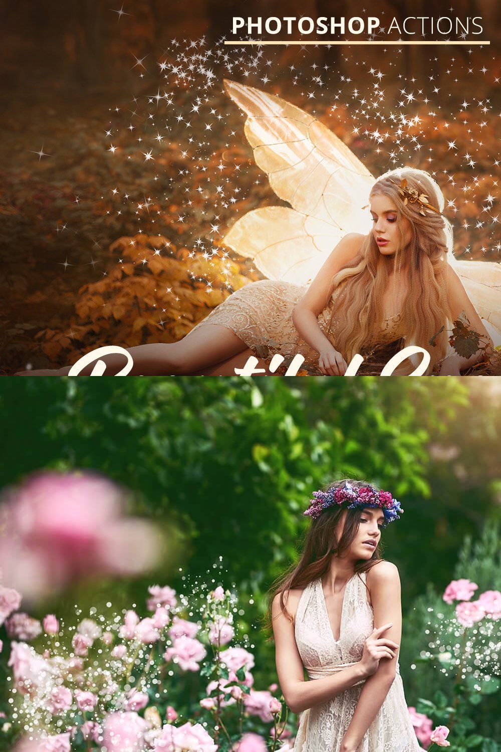 Beautiful Sparkles Actions for Ps pinterest preview image.