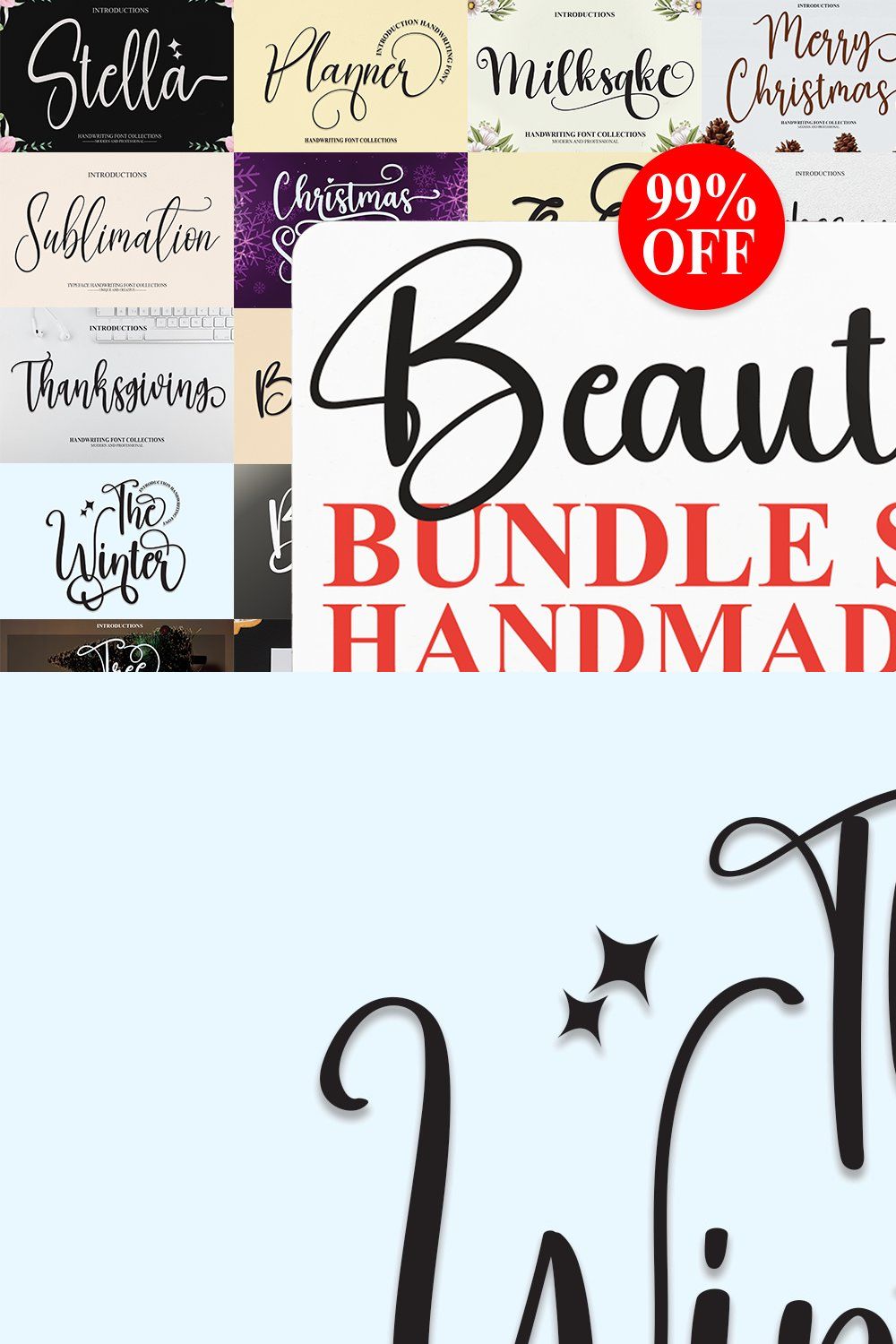 Beautifull bundle script handmade pinterest preview image.