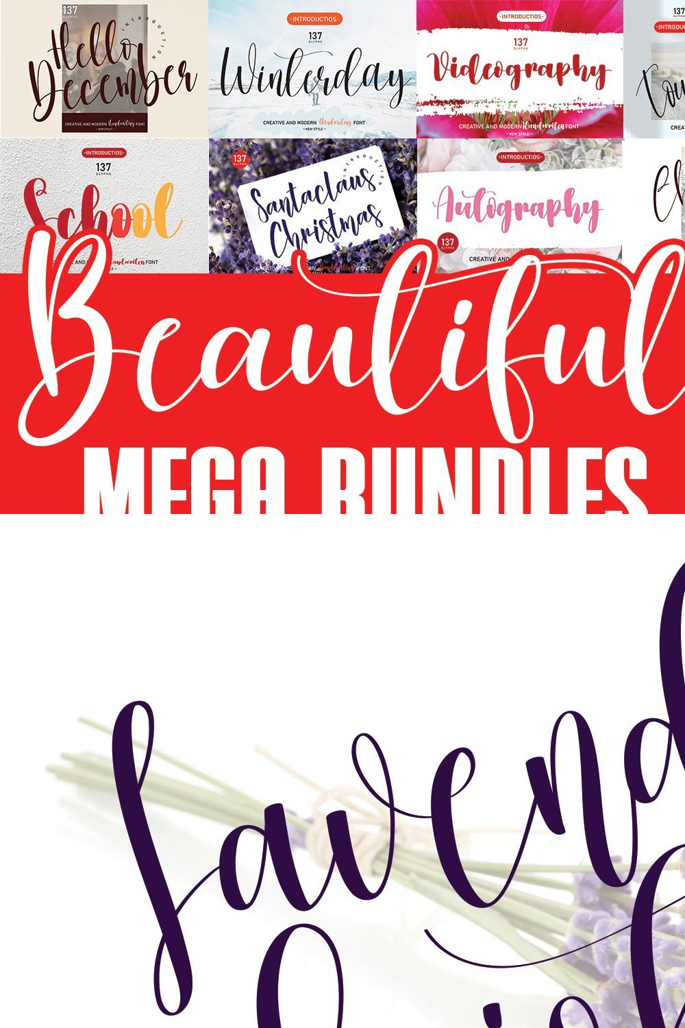 Beautifull Mega Bundles Font pinterest preview image.