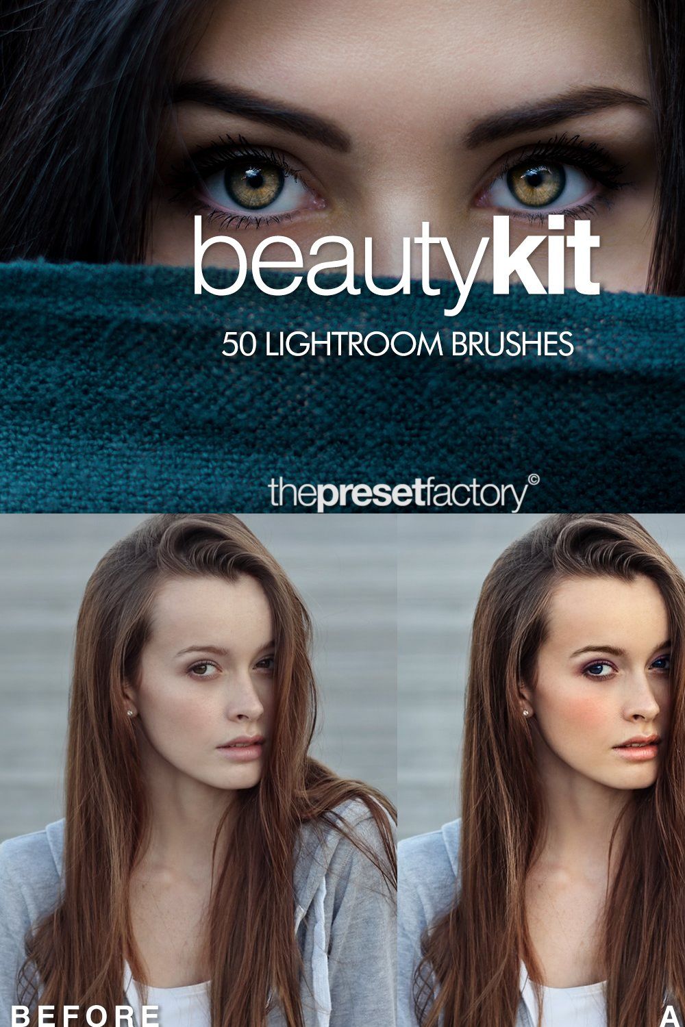 Beauty Kit - 50 Lightroom Brushes pinterest preview image.