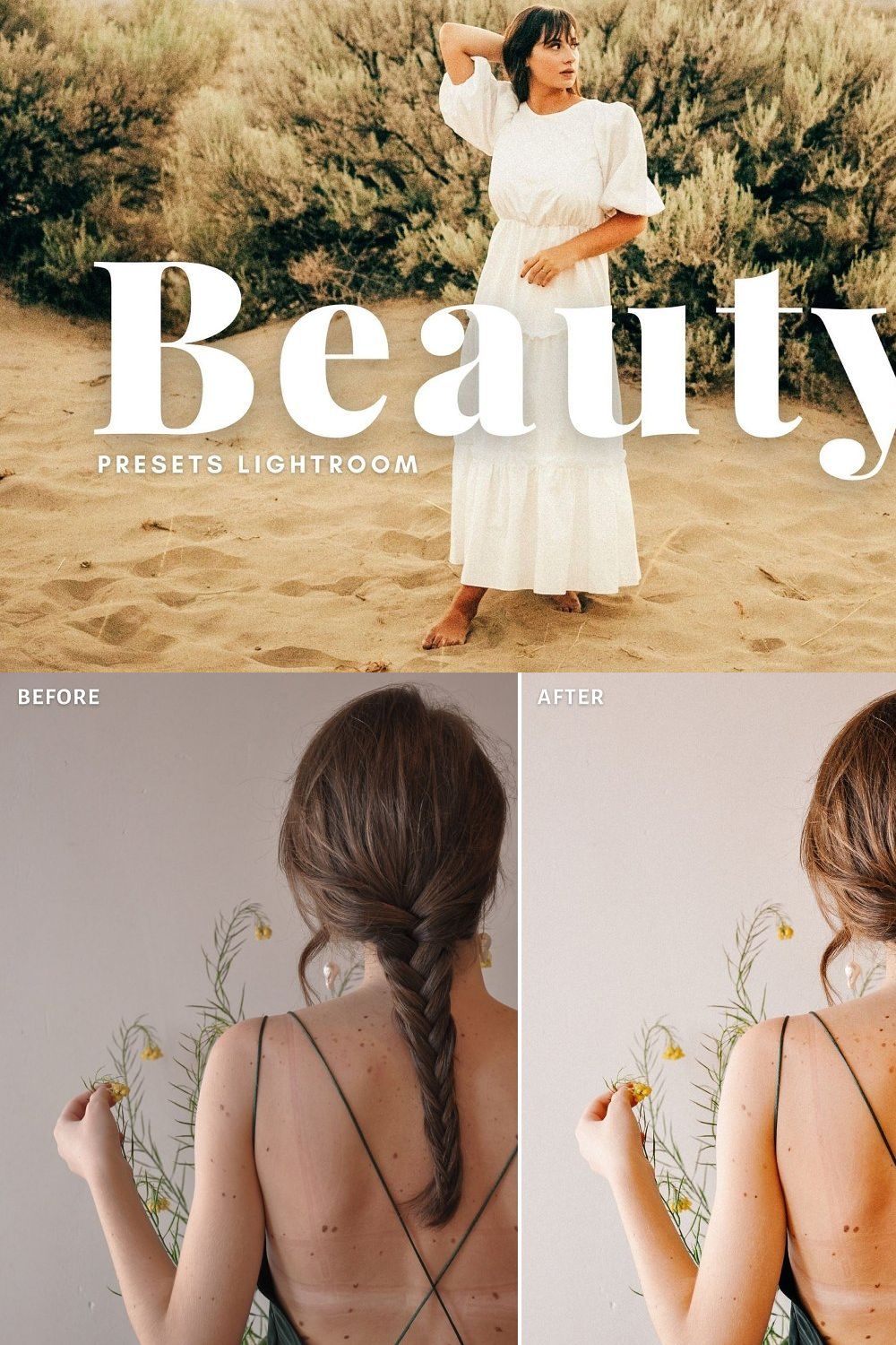 Beauty Lightroom Presets pinterest preview image.