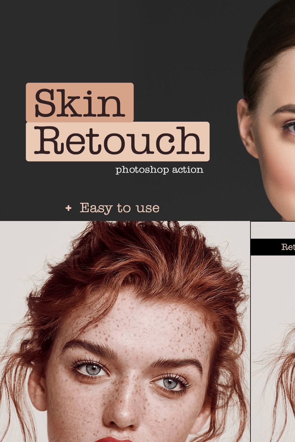 Beauty Skin Retouch PS Action pinterest preview image.