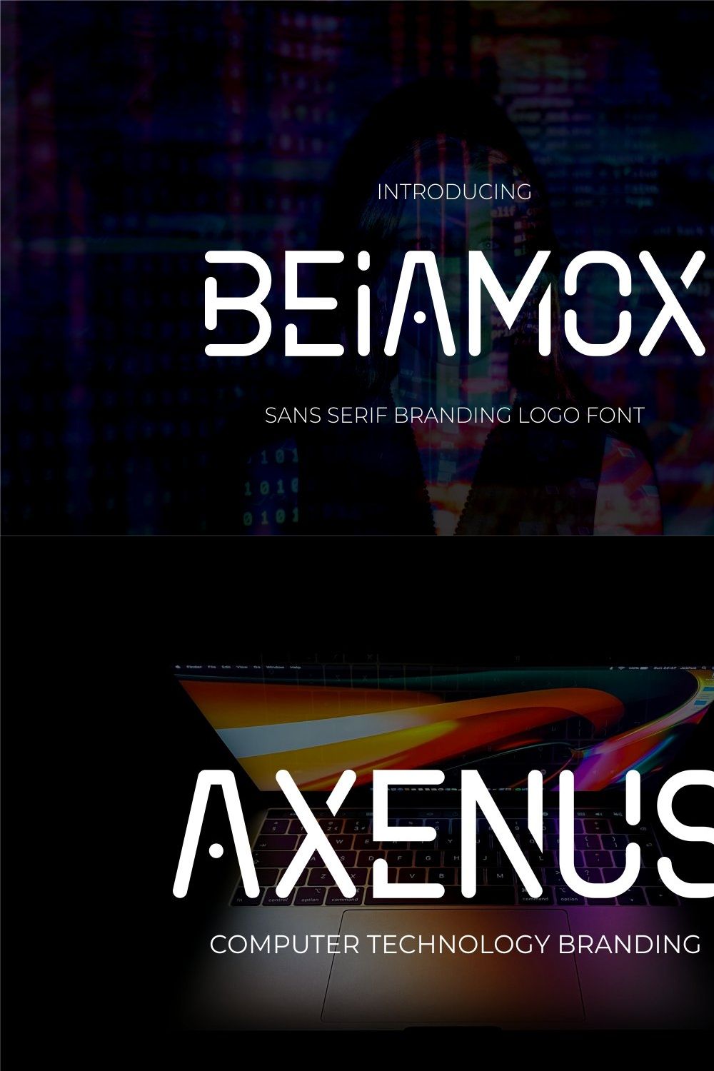 Beiamox futuristic font pinterest preview image.