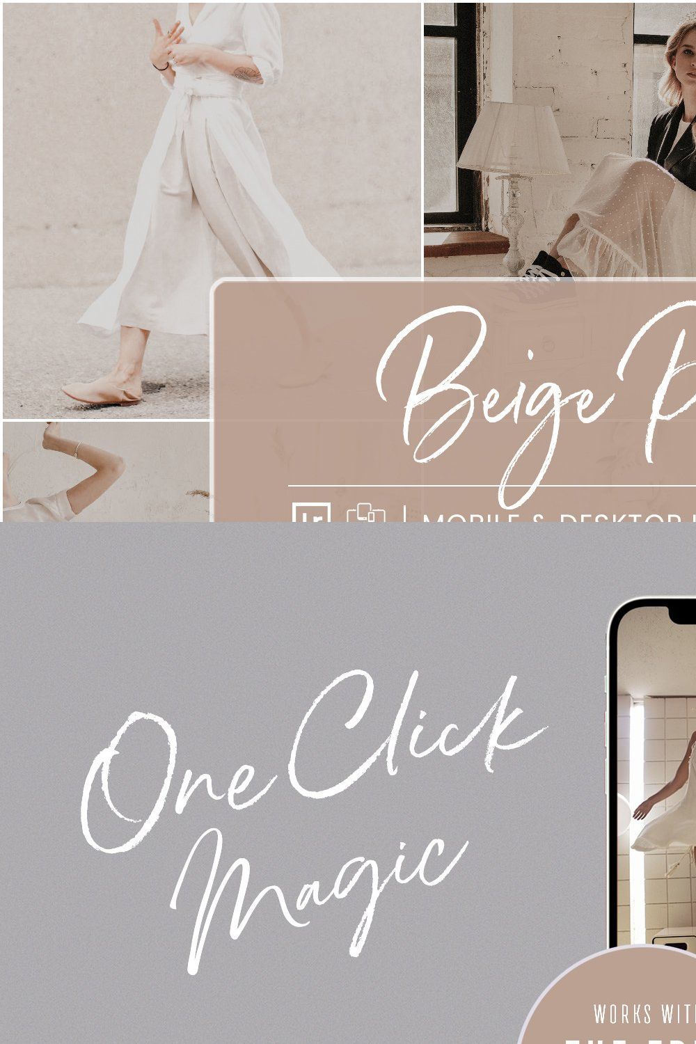 BEIGE POWER LIGHTROOM PRESETS pinterest preview image.