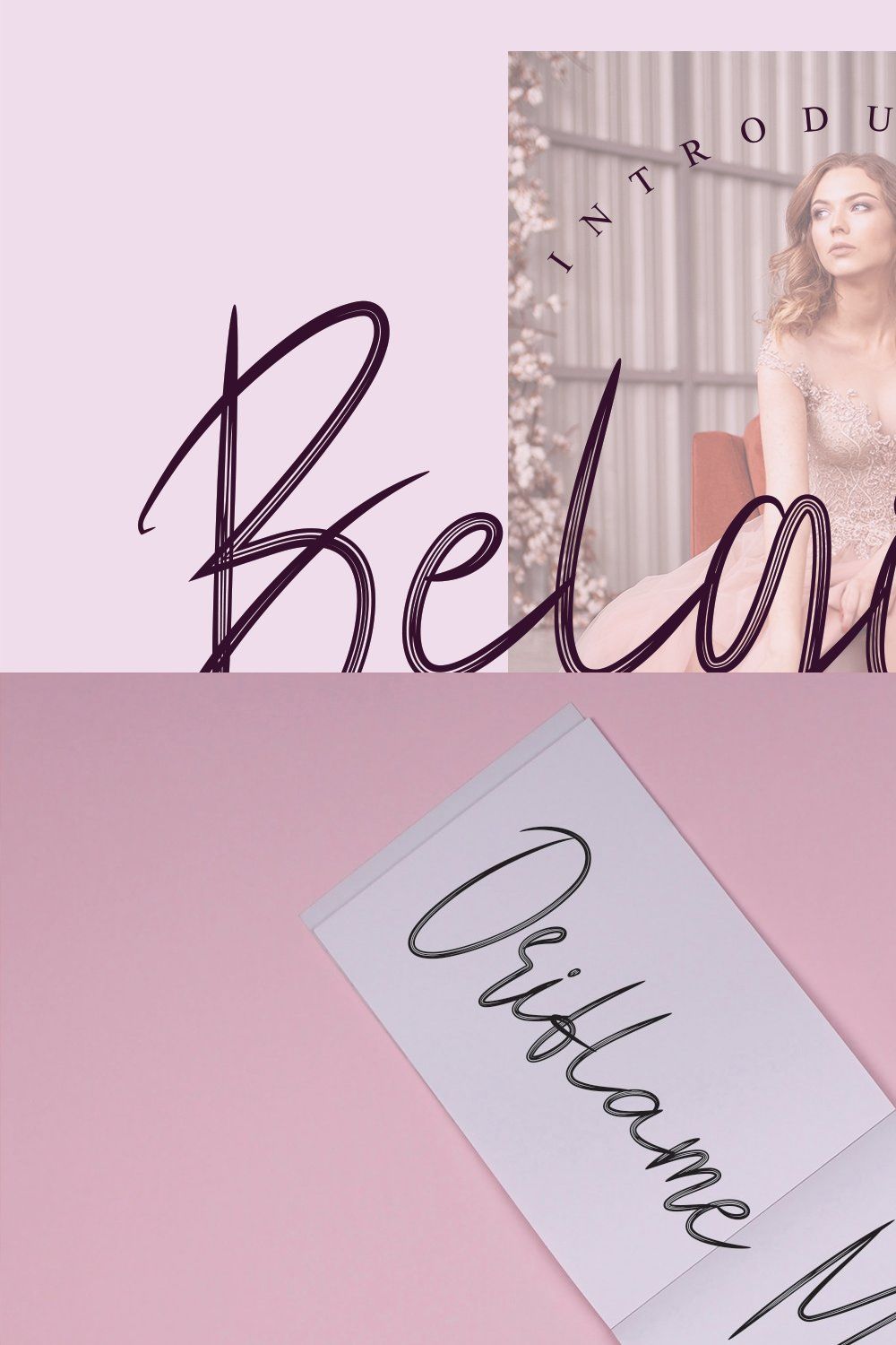 Belginda | Script font pinterest preview image.