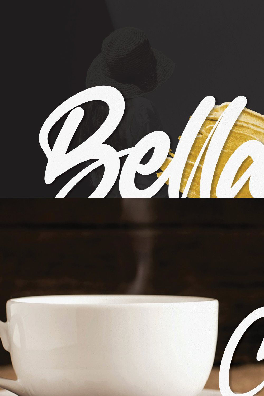 Bellania | handwritten font pinterest preview image.