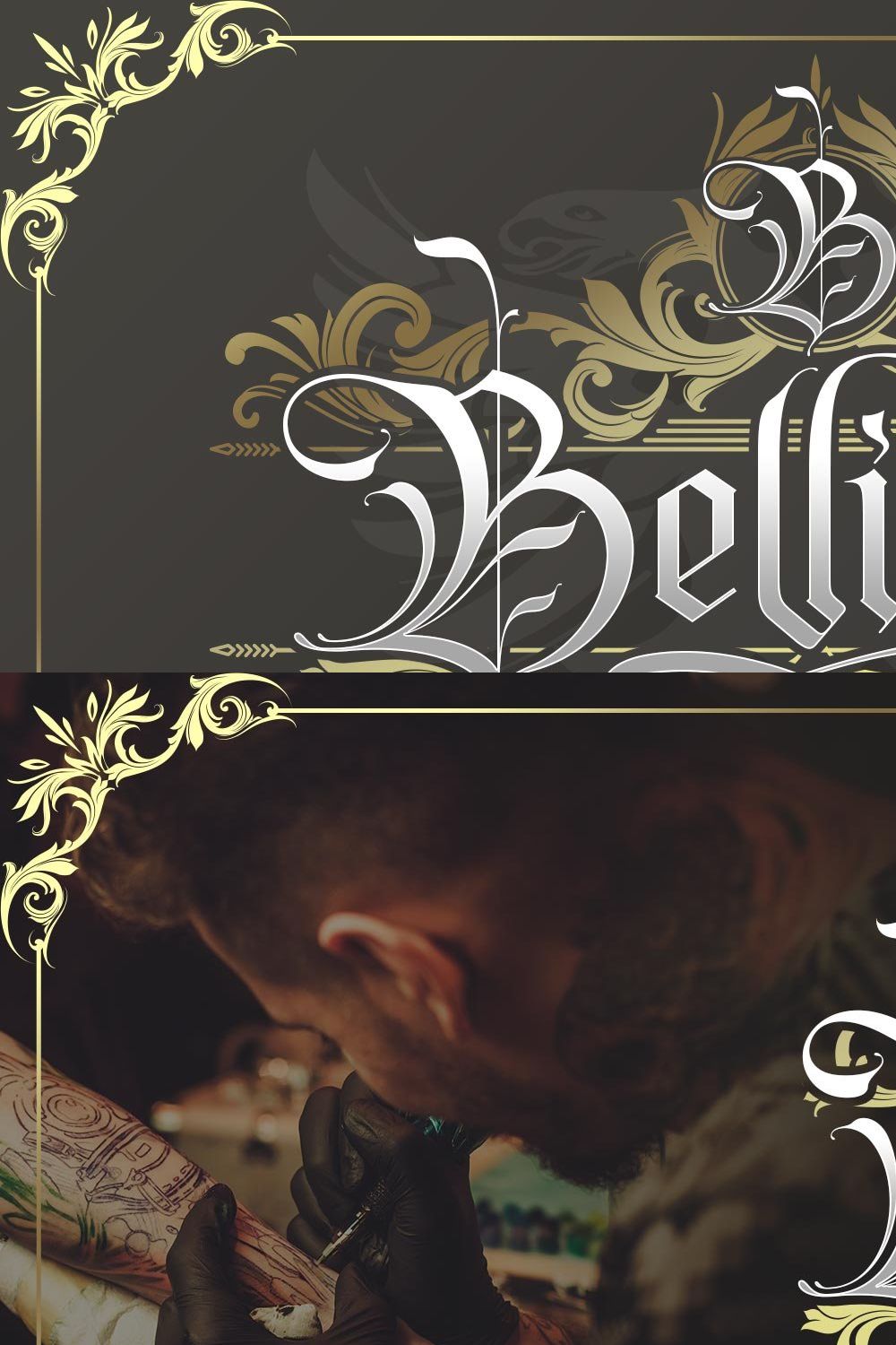 Belligoes Blackletter Font pinterest preview image.