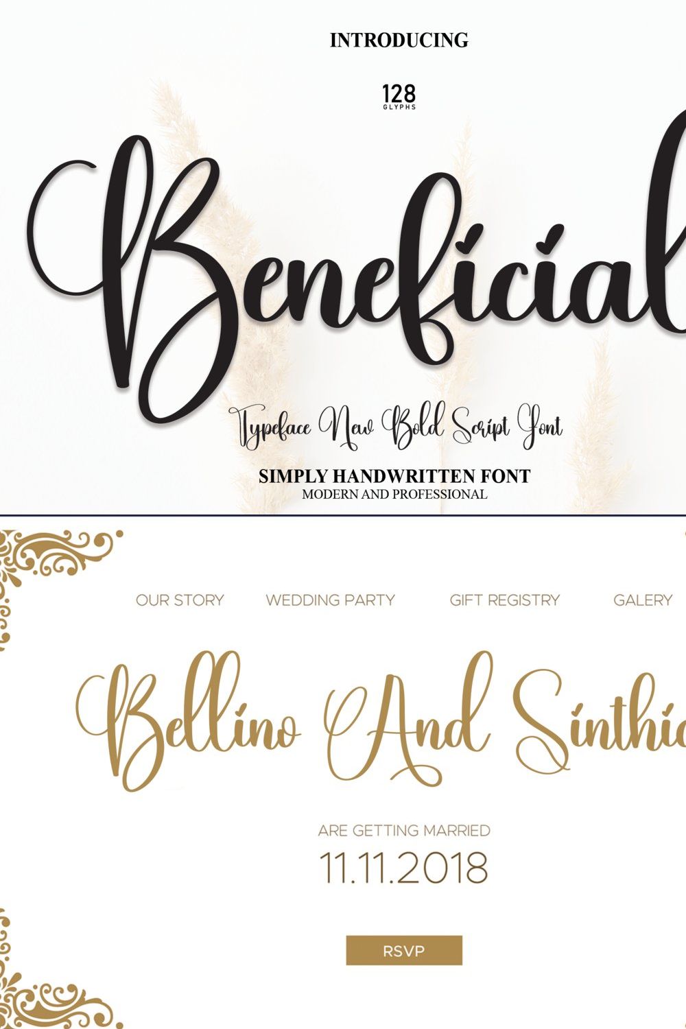 Beneficial | Script Font pinterest preview image.