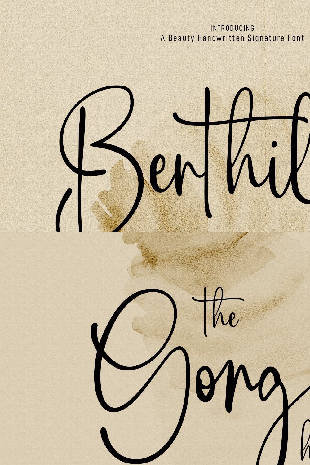 Berthillas Script Font pinterest preview image.