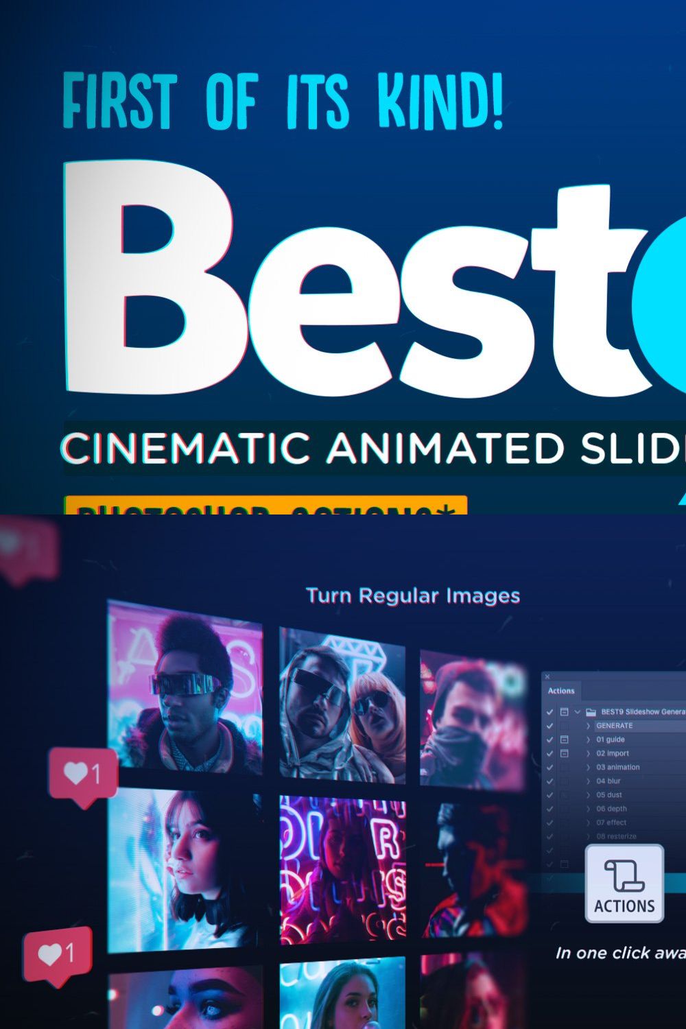BEST9 Cinematic Photoshop Slideshow pinterest preview image.