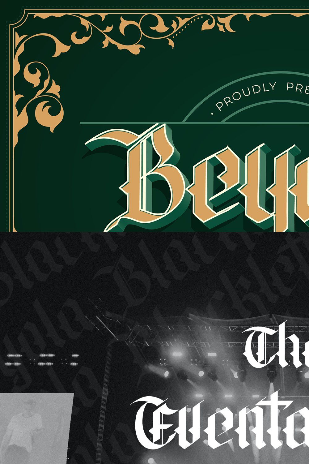Beyola Blackletter Font pinterest preview image.