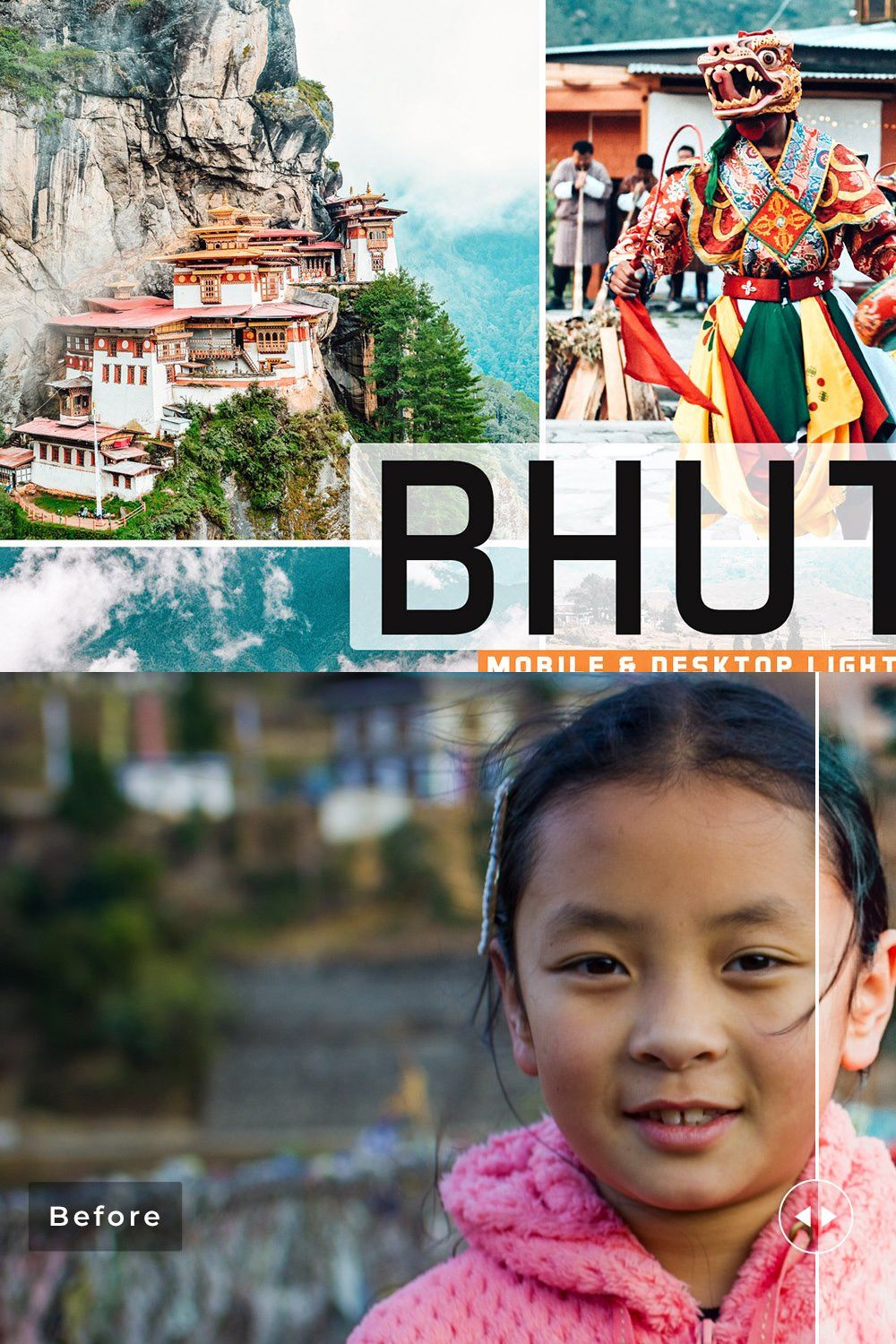 Bhutan Pro Lightroom Presets pinterest preview image.