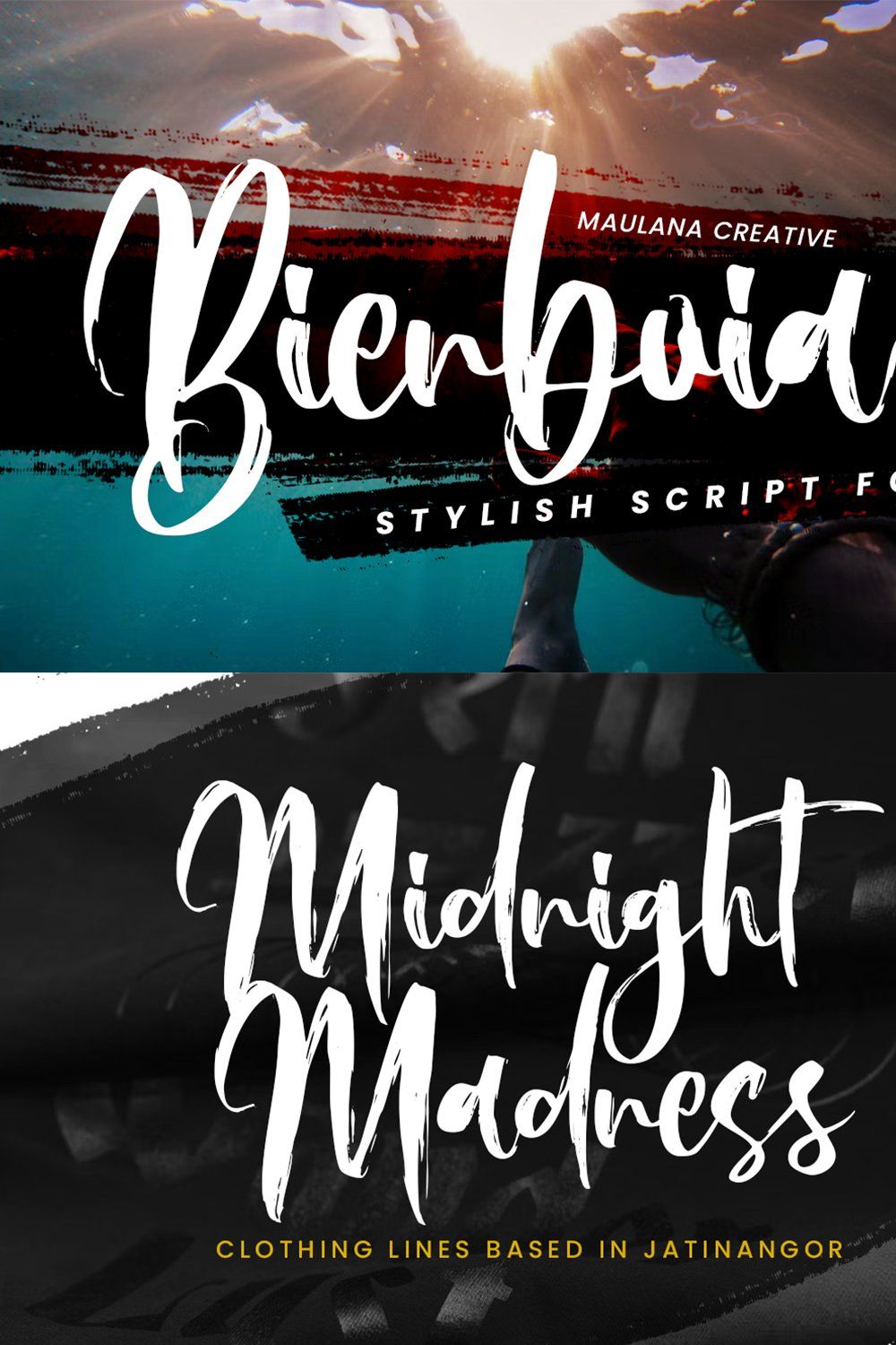 Bienboia Script Brush Font pinterest preview image.