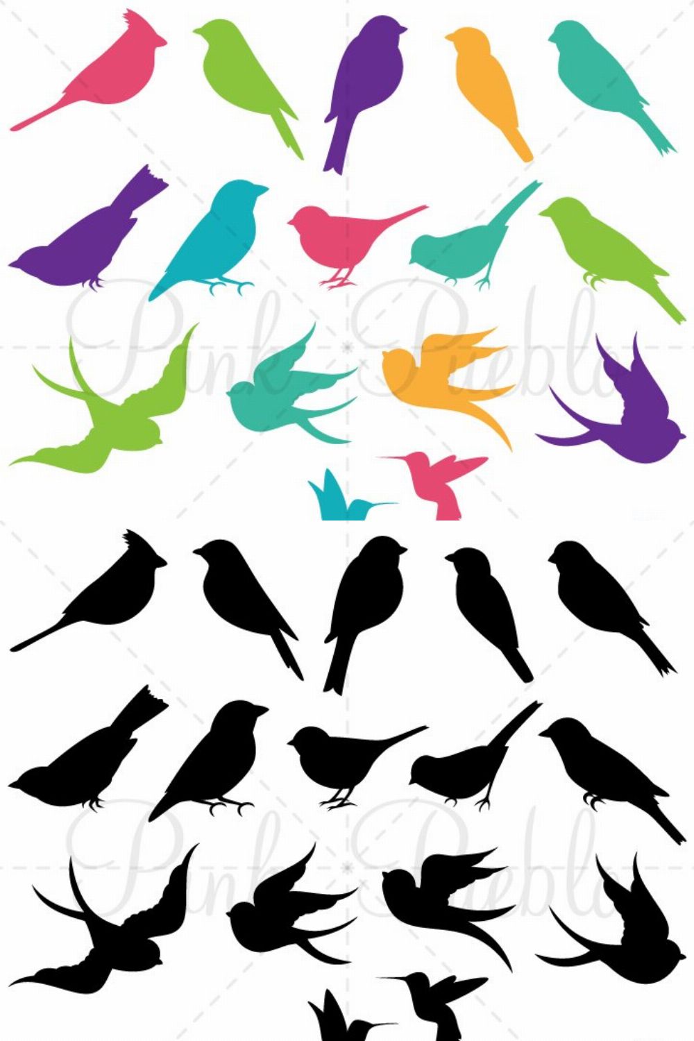 Bird Silhouettes Photoshop Brushes pinterest preview image.