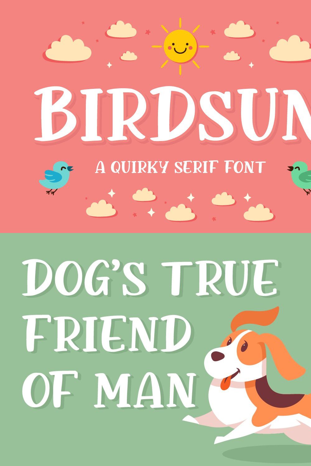 Birdsun a Quirky Serif Font pinterest preview image.