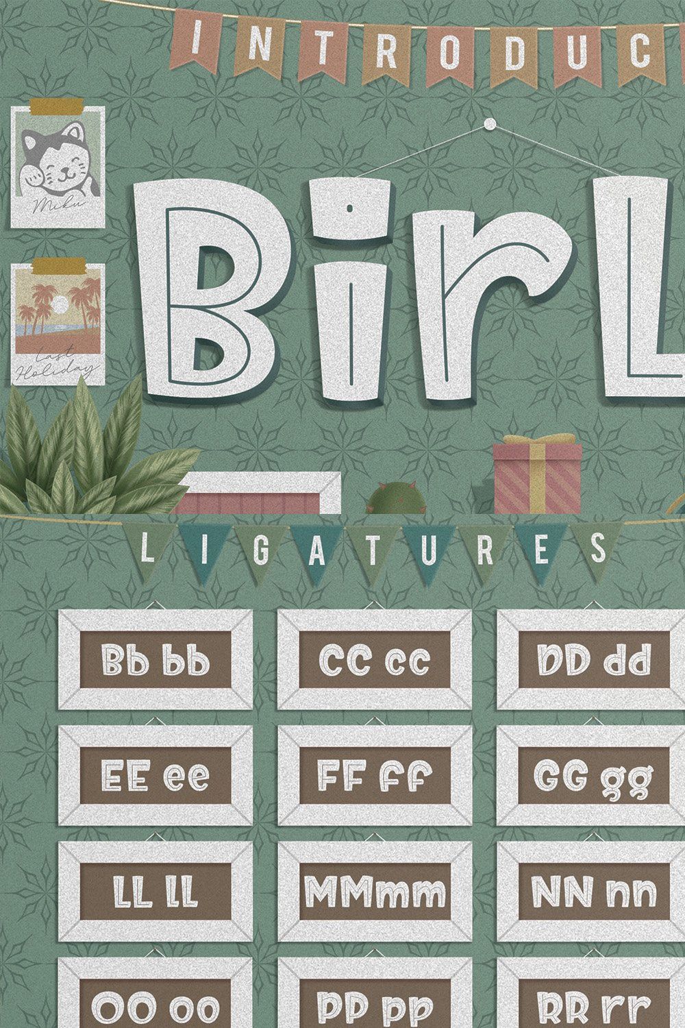 Birly  ~ 2 Styles Cute Font pinterest preview image.