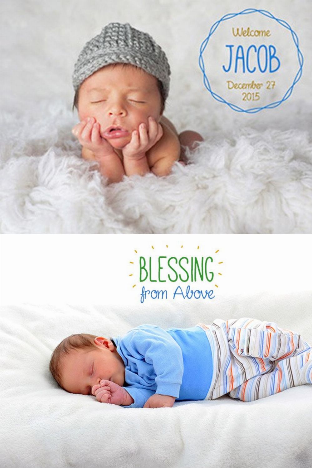 Birth Announcement Photo Overlays pinterest preview image.