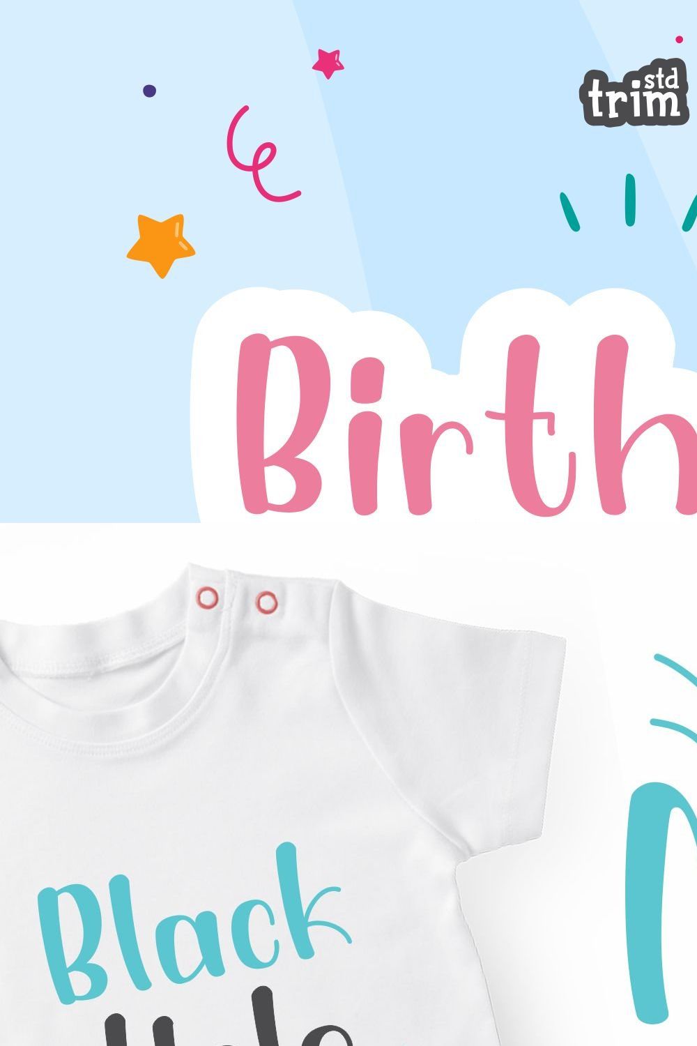 Birthday Quirky Playful Display Font pinterest preview image.