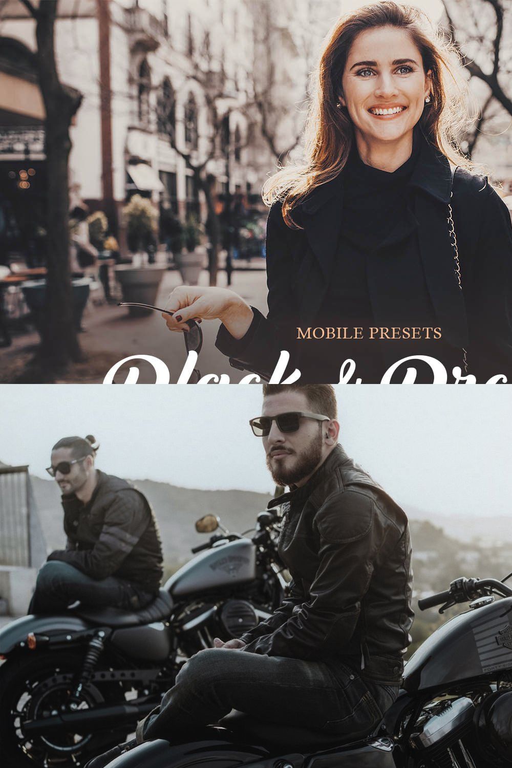 Black and Bronze Mobile Presets pinterest preview image.
