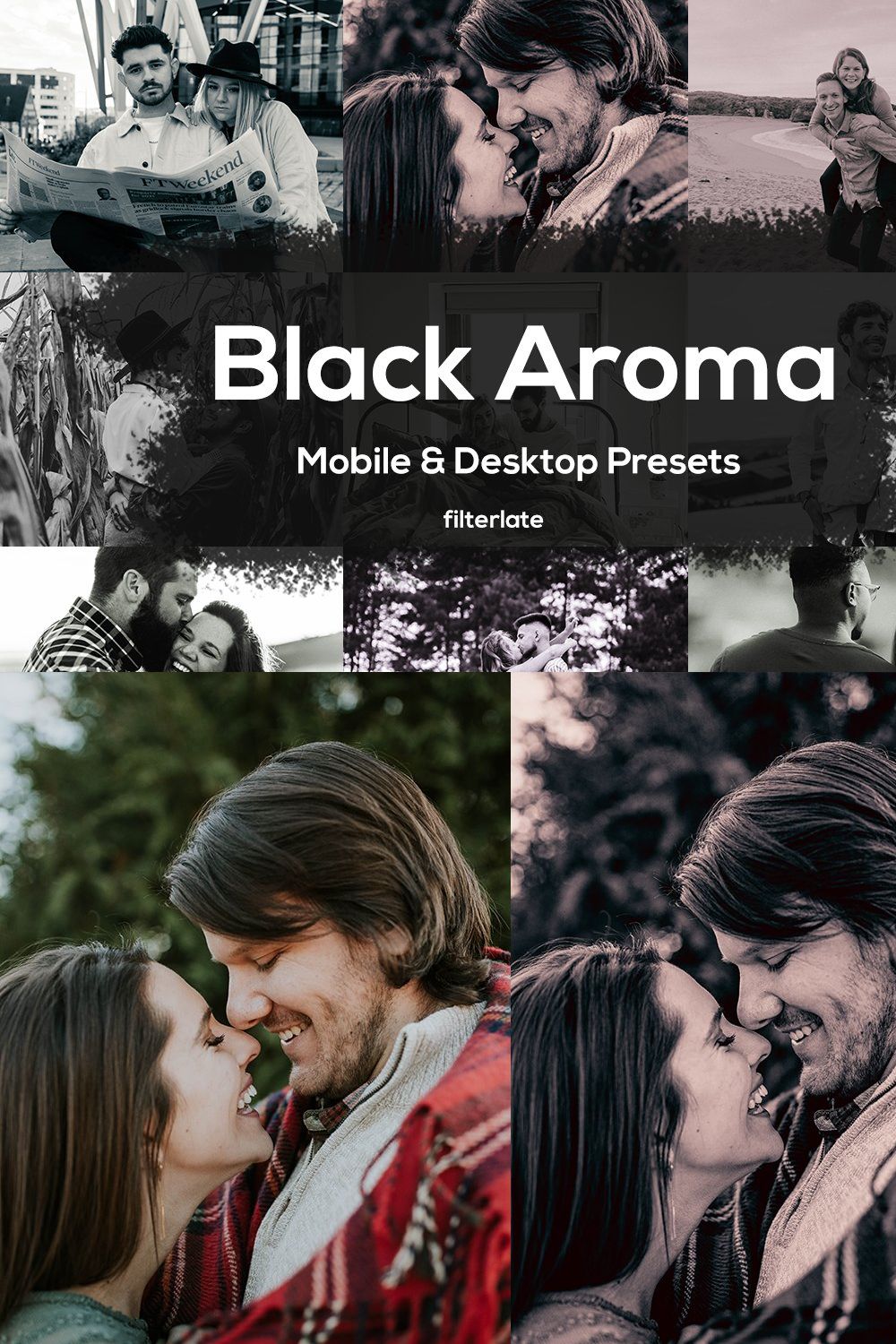 Black Aroma Mobile & Desktop Presets pinterest preview image.