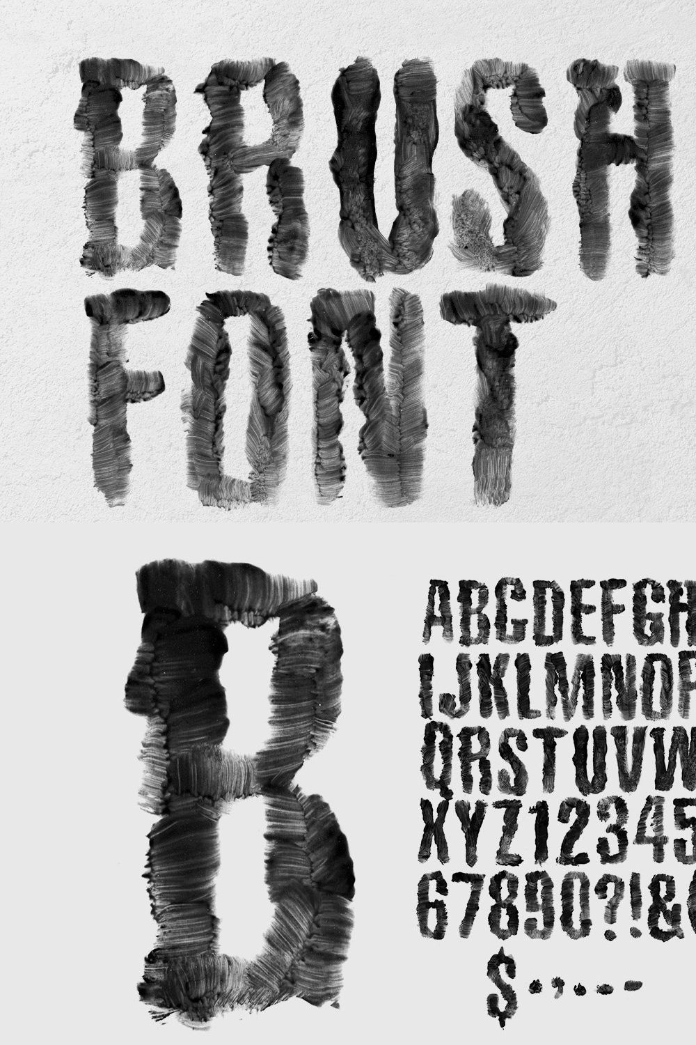 Black Brush Font pinterest preview image.