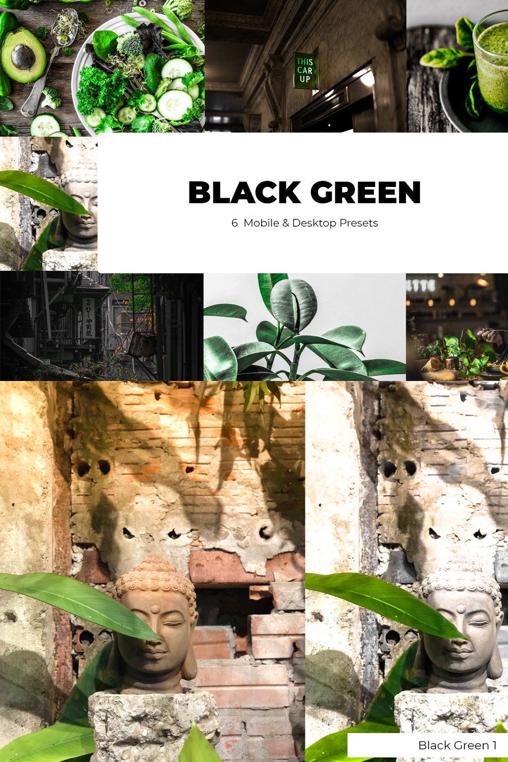 BLACK GREEN Lightroom Presets pinterest preview image.