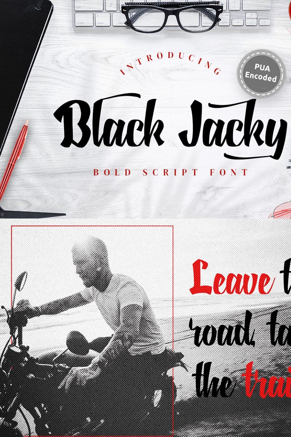 Black Jacky - Bold Script Font pinterest preview image.