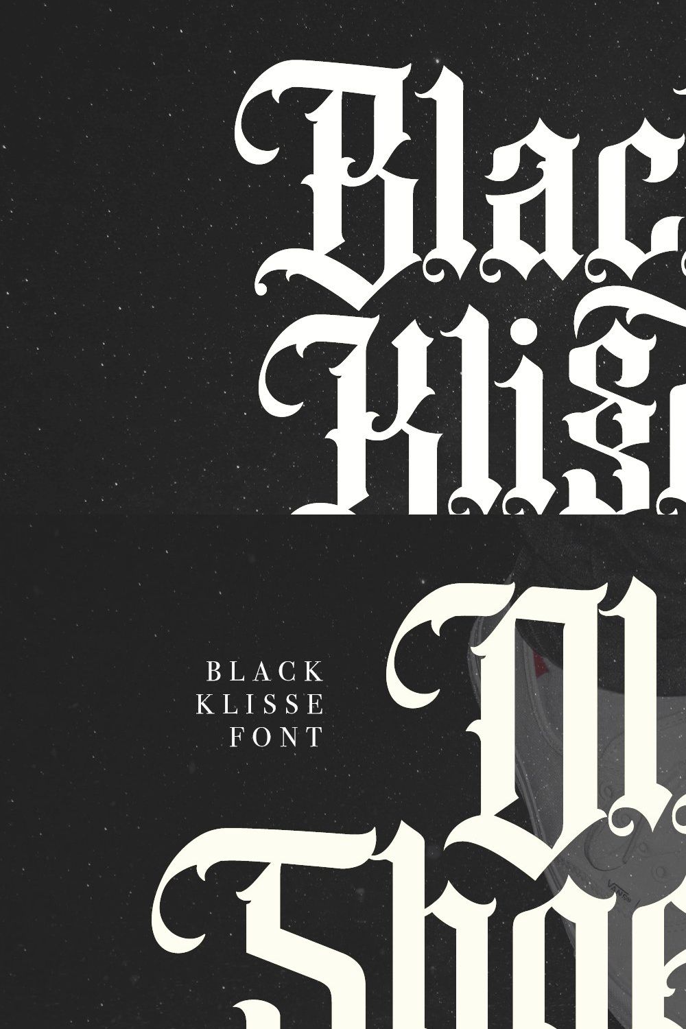Black Klisse Blackletter Font pinterest preview image.