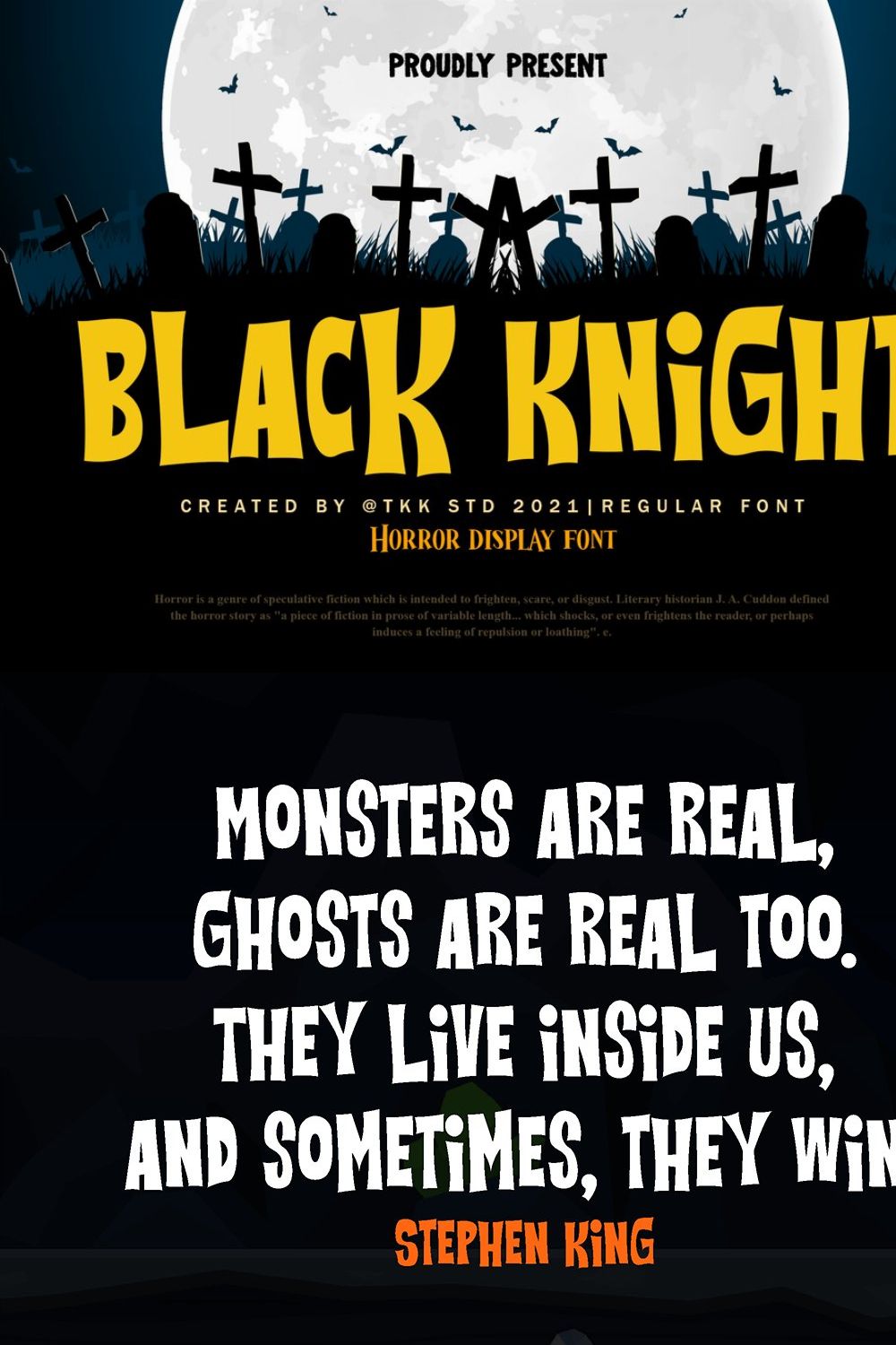 BLACK KNIGHT - Gaming Font pinterest preview image.