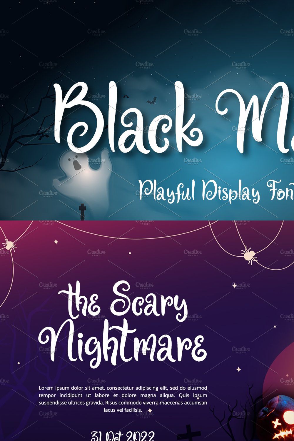 Black Magic - Playful Display Font pinterest preview image.