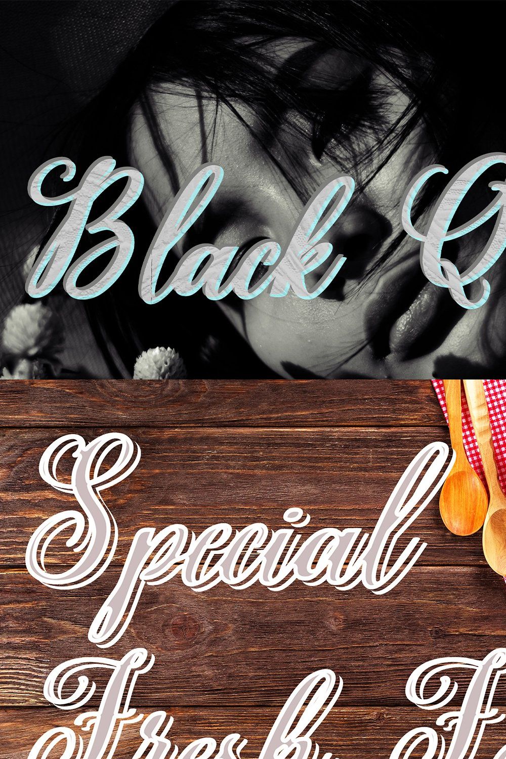 Black Quote Script Font pinterest preview image.