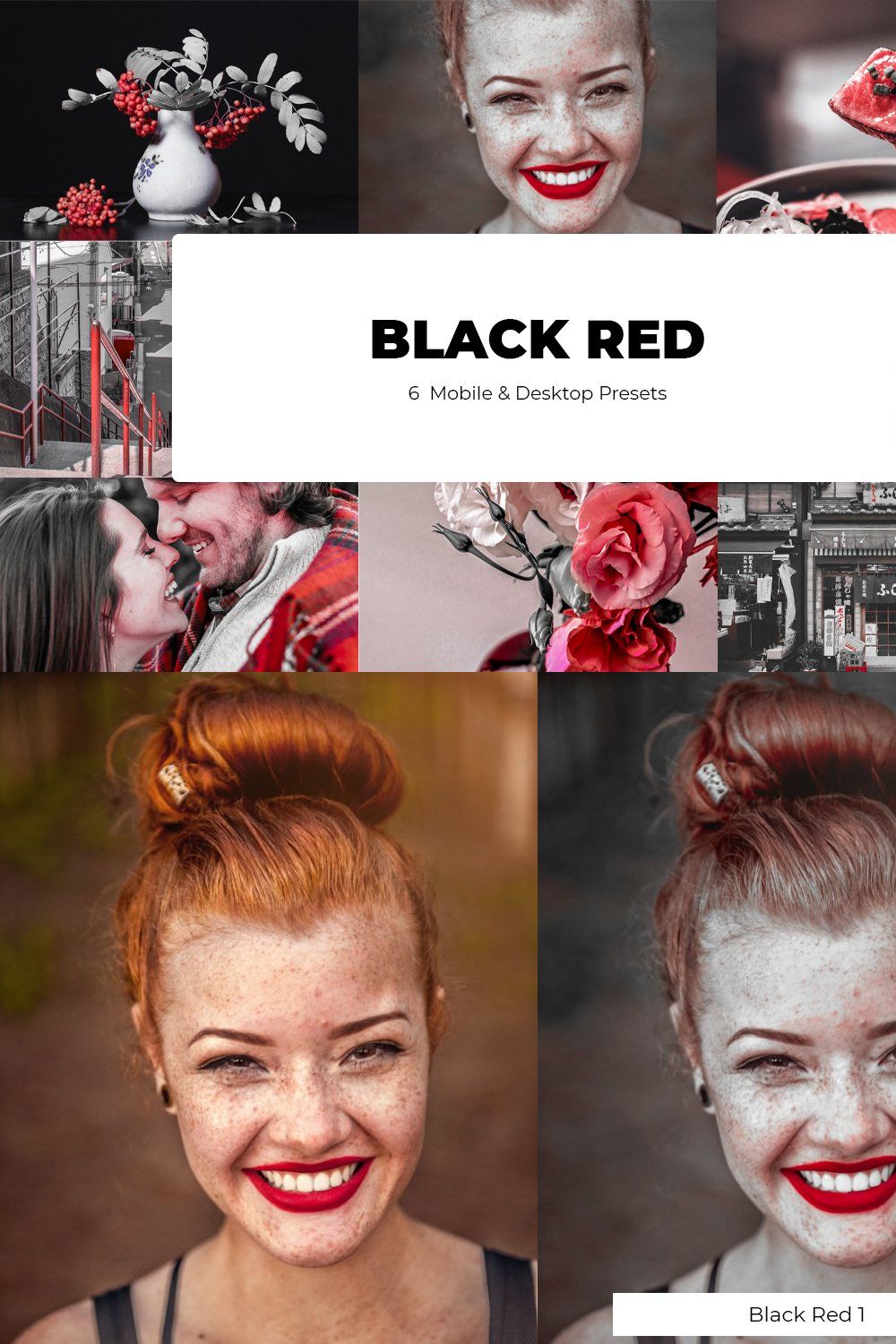 BLACK RED Lightroom Presets pinterest preview image.