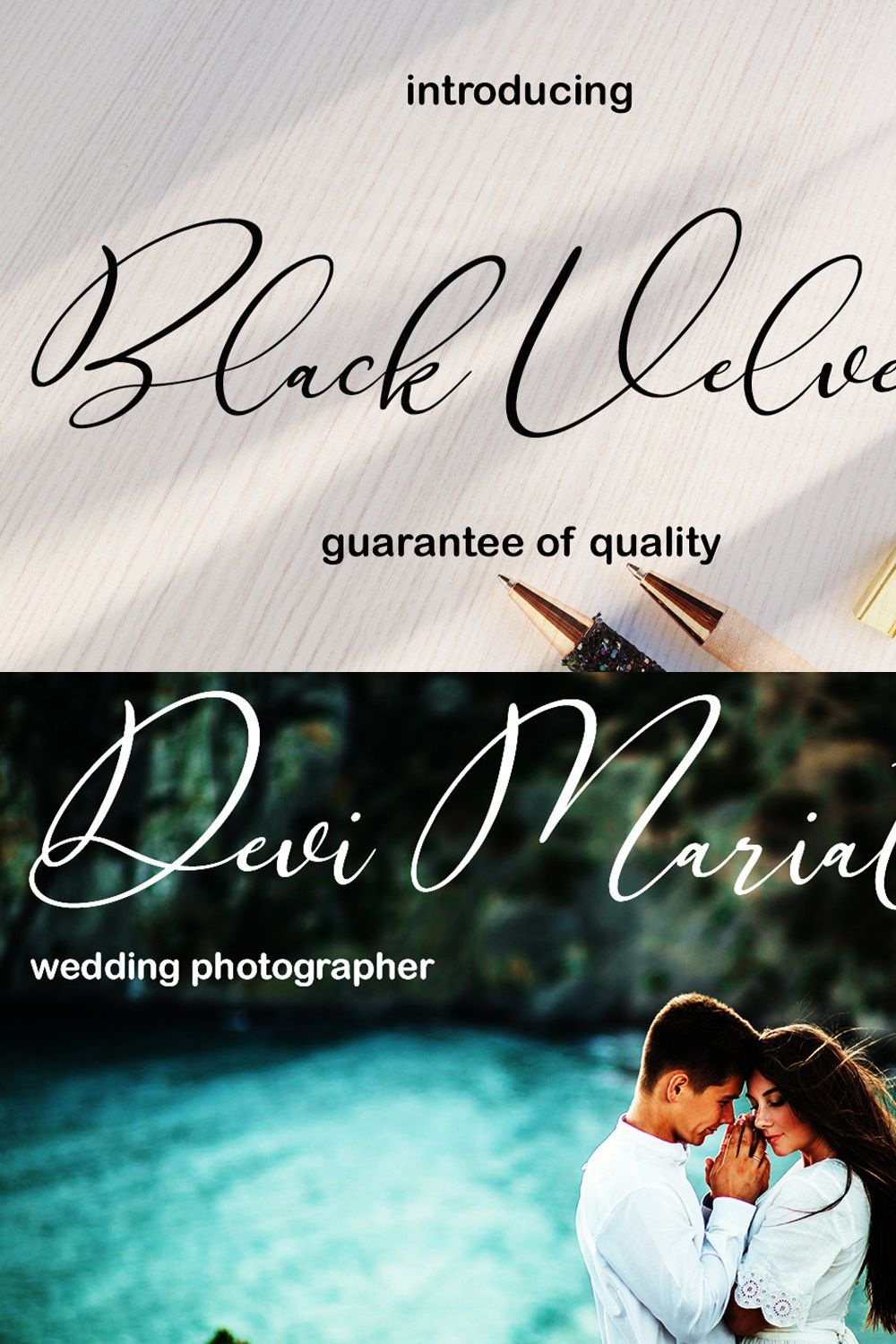 Black Velvet Font pinterest preview image.