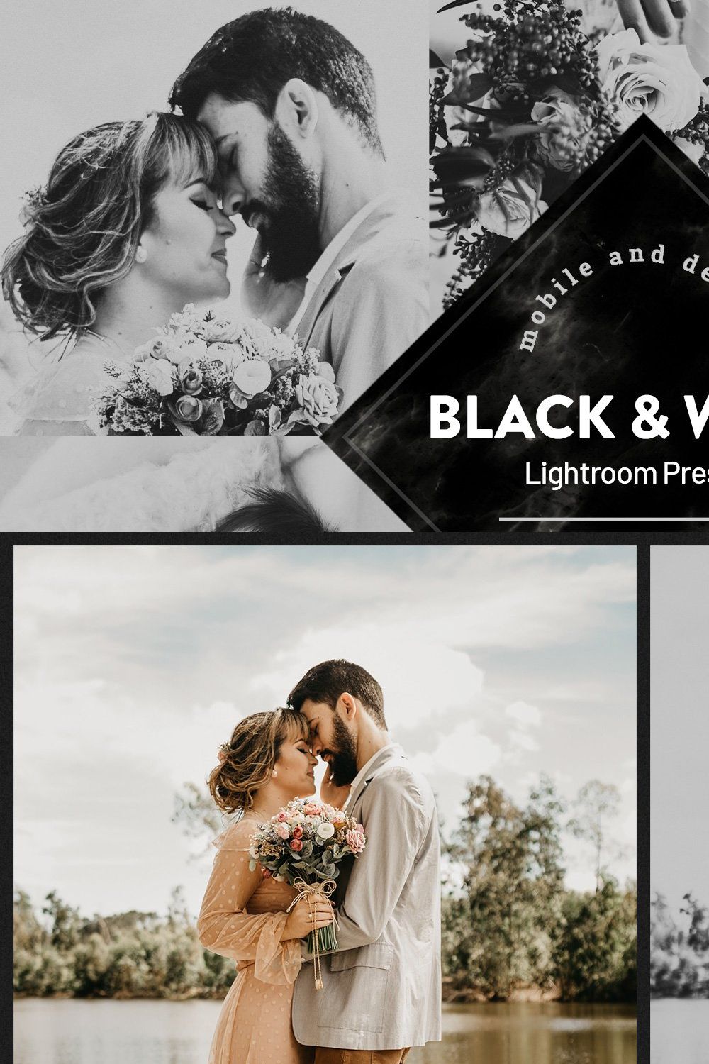 Black & White Lightroom Presets pinterest preview image.