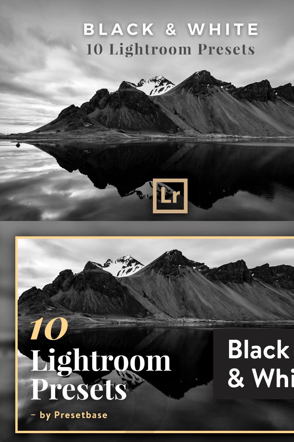 Black & White Lightroom Presets pinterest preview image.