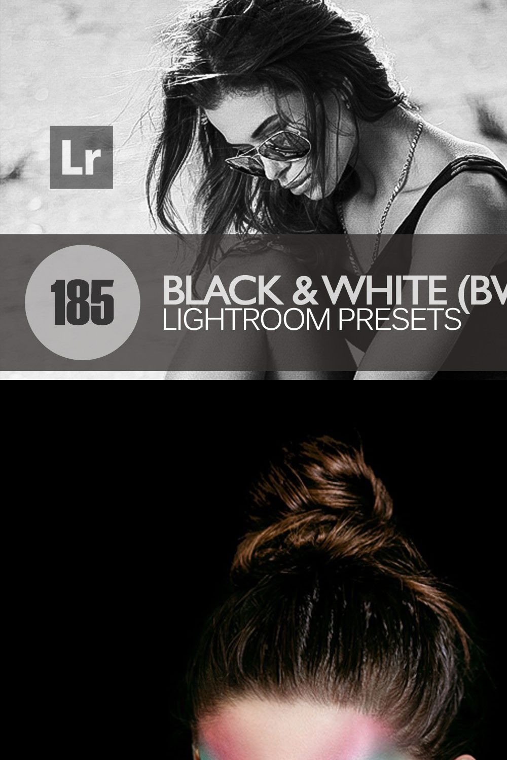 Black White Lightroom Presets bundle pinterest preview image.