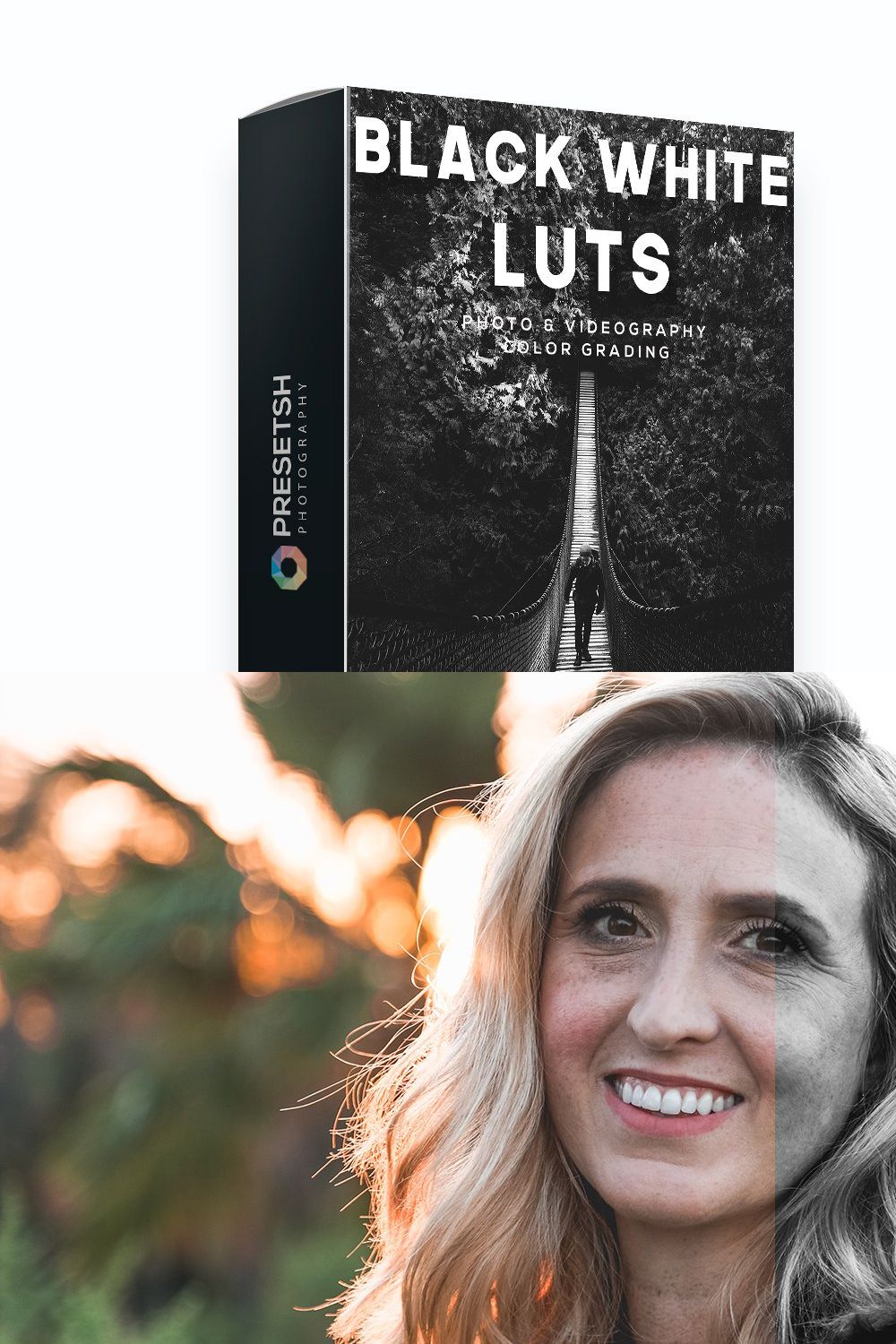 Black & White LUTs pinterest preview image.