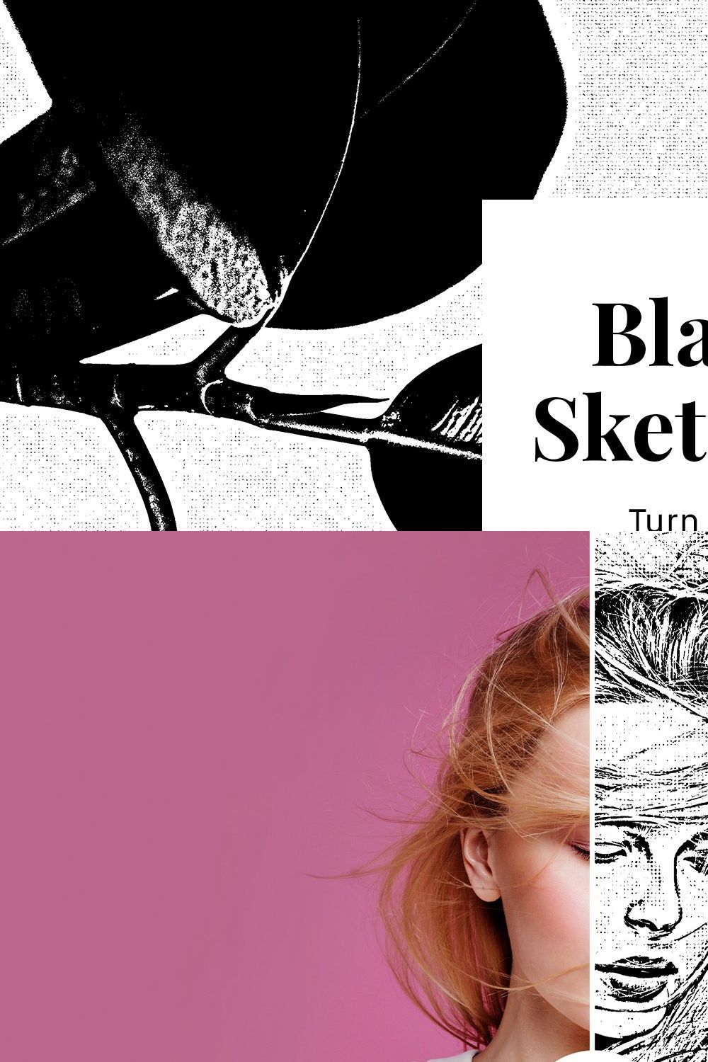 Black & White Sketch Art Maker pinterest preview image.