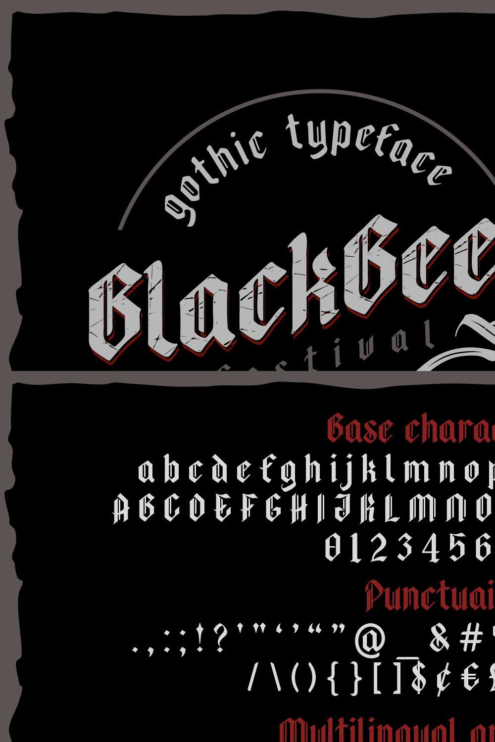 Blackbeer - strong gothic typeface pinterest preview image.