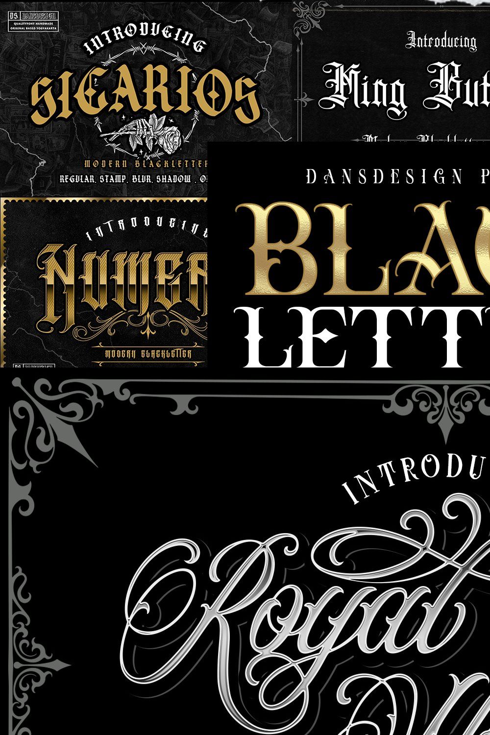 Blackletter Font Bundle pinterest preview image.